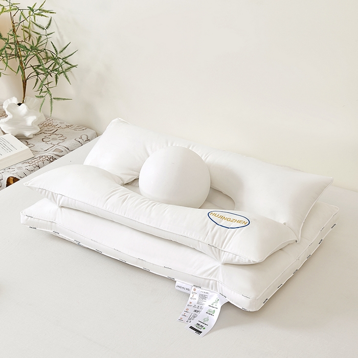 91家纺网 家纺一手货源 找家纺 仁宇枕业 20266新款纯棉二合一牵引枕头多功能护颈枕头按摩舒适spa枕头酒店枕头枕芯 二合一枕-白色