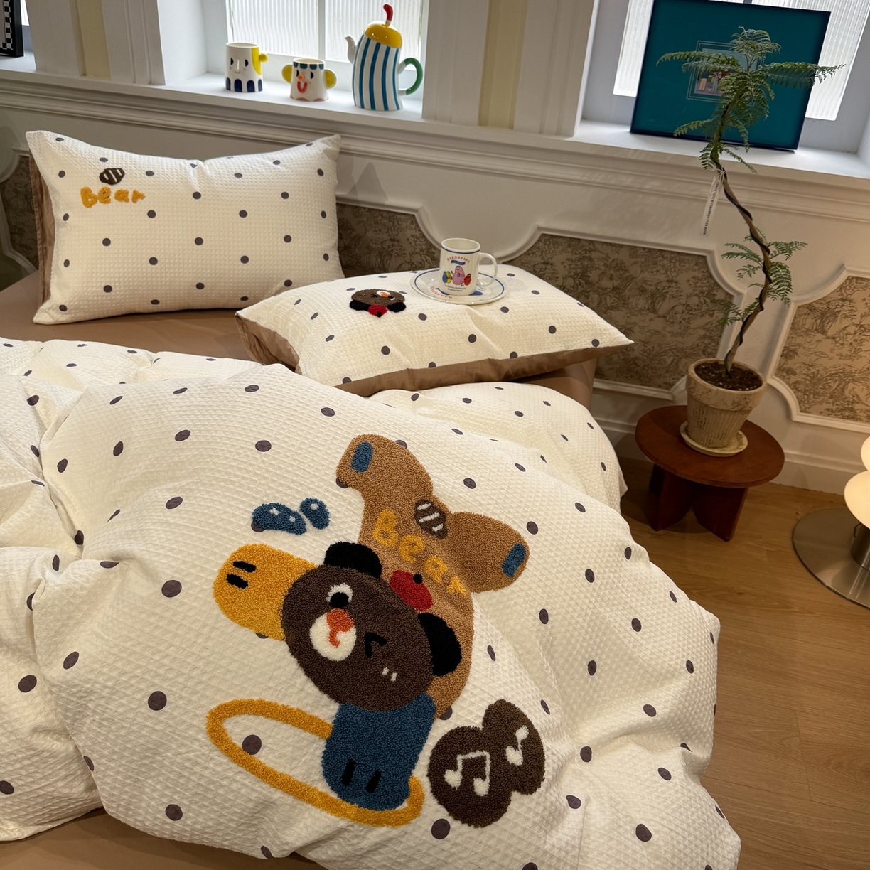 91家纺网 家纺一手货源 找家纺 （总）珺柔家纺 2026新款卡通华夫格毛巾绣四件套