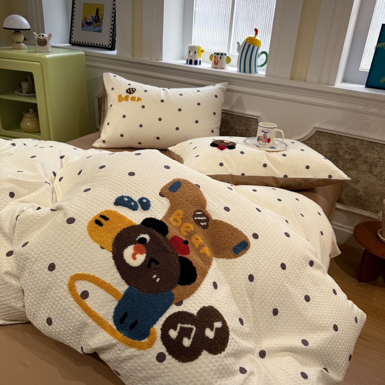 91家纺网 家纺一手货源 找家纺 （总）珺柔家纺 2026新款卡通华夫格毛巾绣四件套