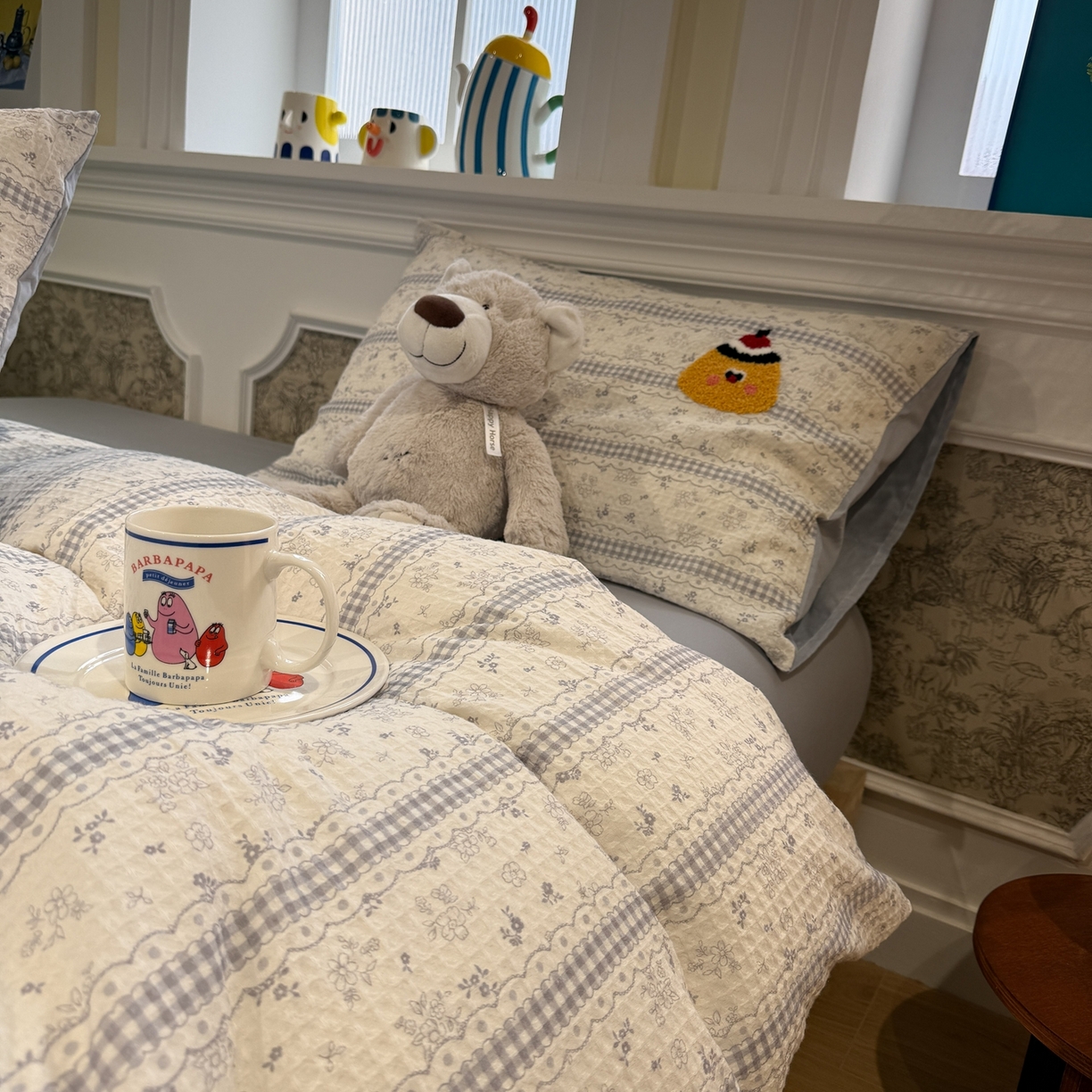 91家纺网 家纺一手货源 找家纺 珺柔家纺 2026新款卡通华夫格毛巾绣四件套 布丁象