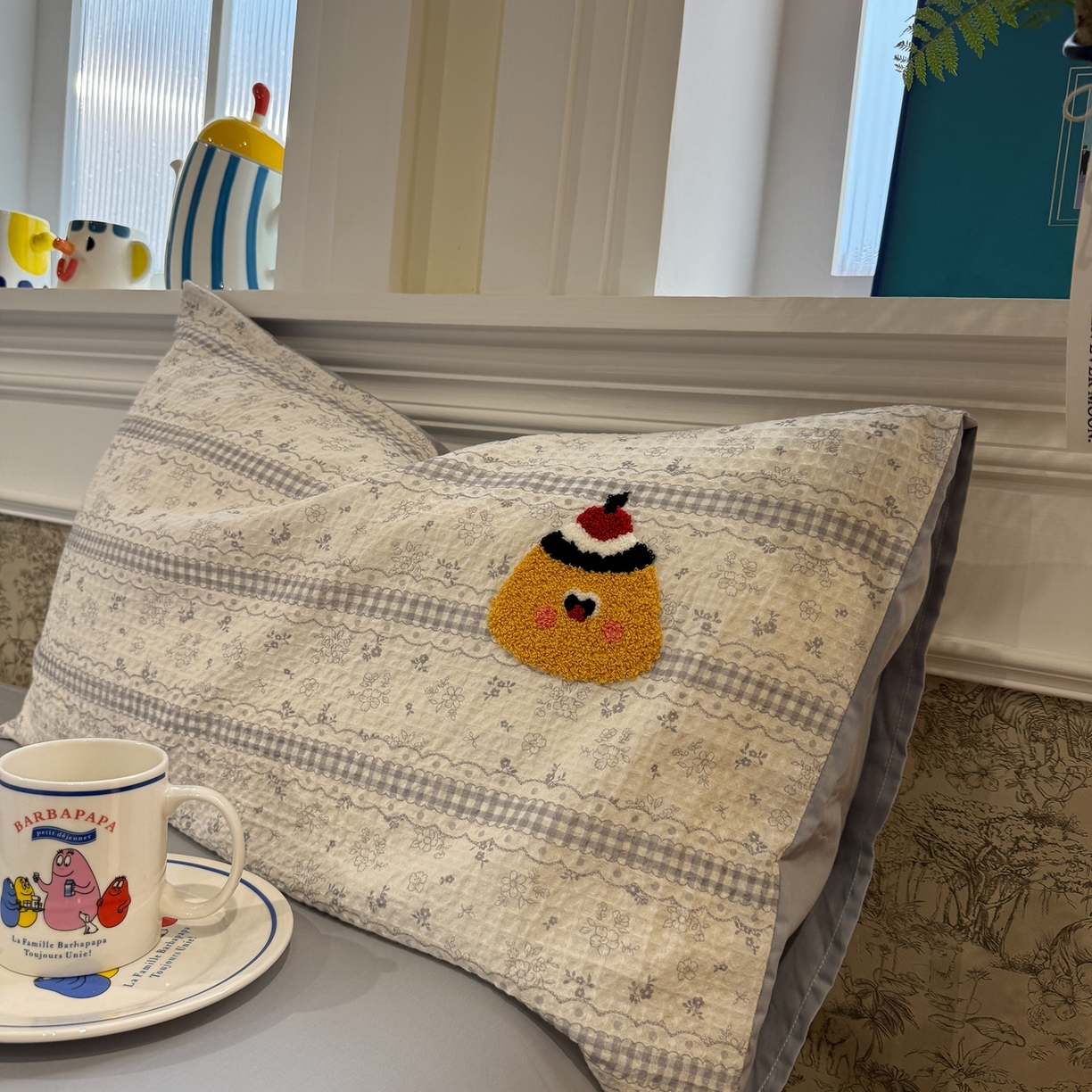 91家纺网 家纺一手货源 找家纺 珺柔家纺 2026新款卡通华夫格毛巾绣四件套 布丁象