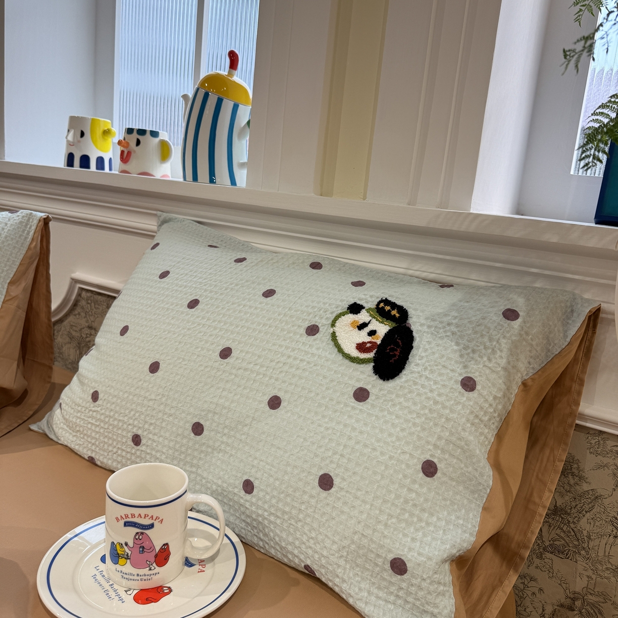 91家纺网 家纺一手货源 找家纺 珺柔家纺 2026新款卡通华夫格毛巾绣四件套 下午茶小狗