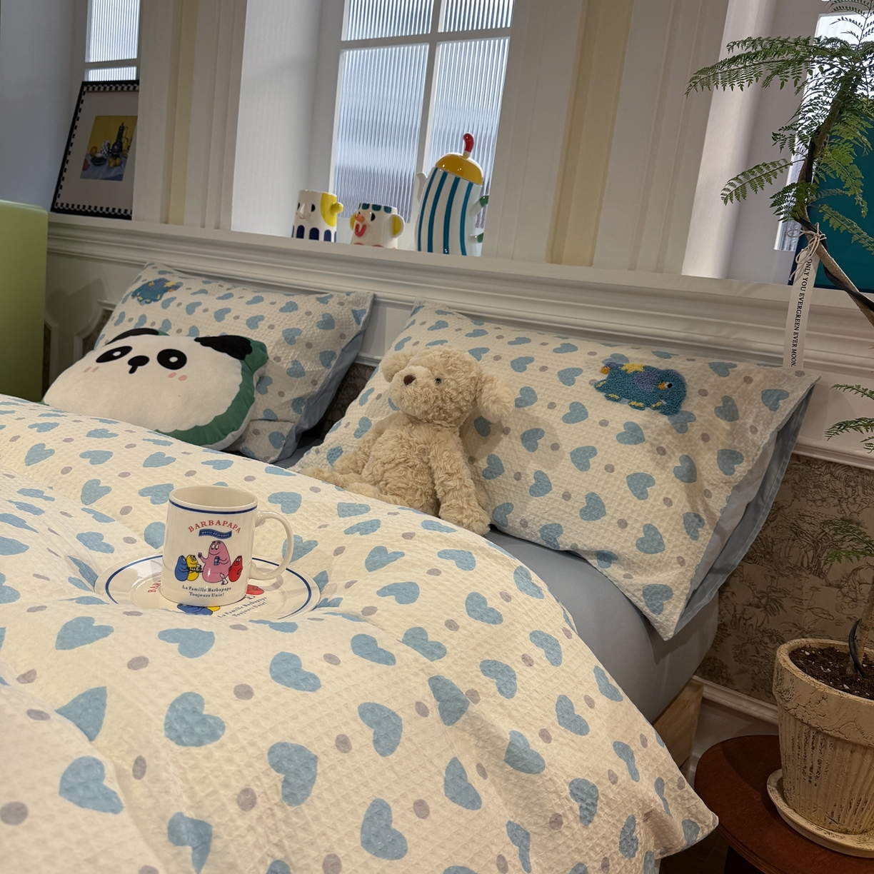 91家纺网 家纺一手货源 找家纺 珺柔家纺 2026新款卡通华夫格毛巾绣四件套 滑板小象