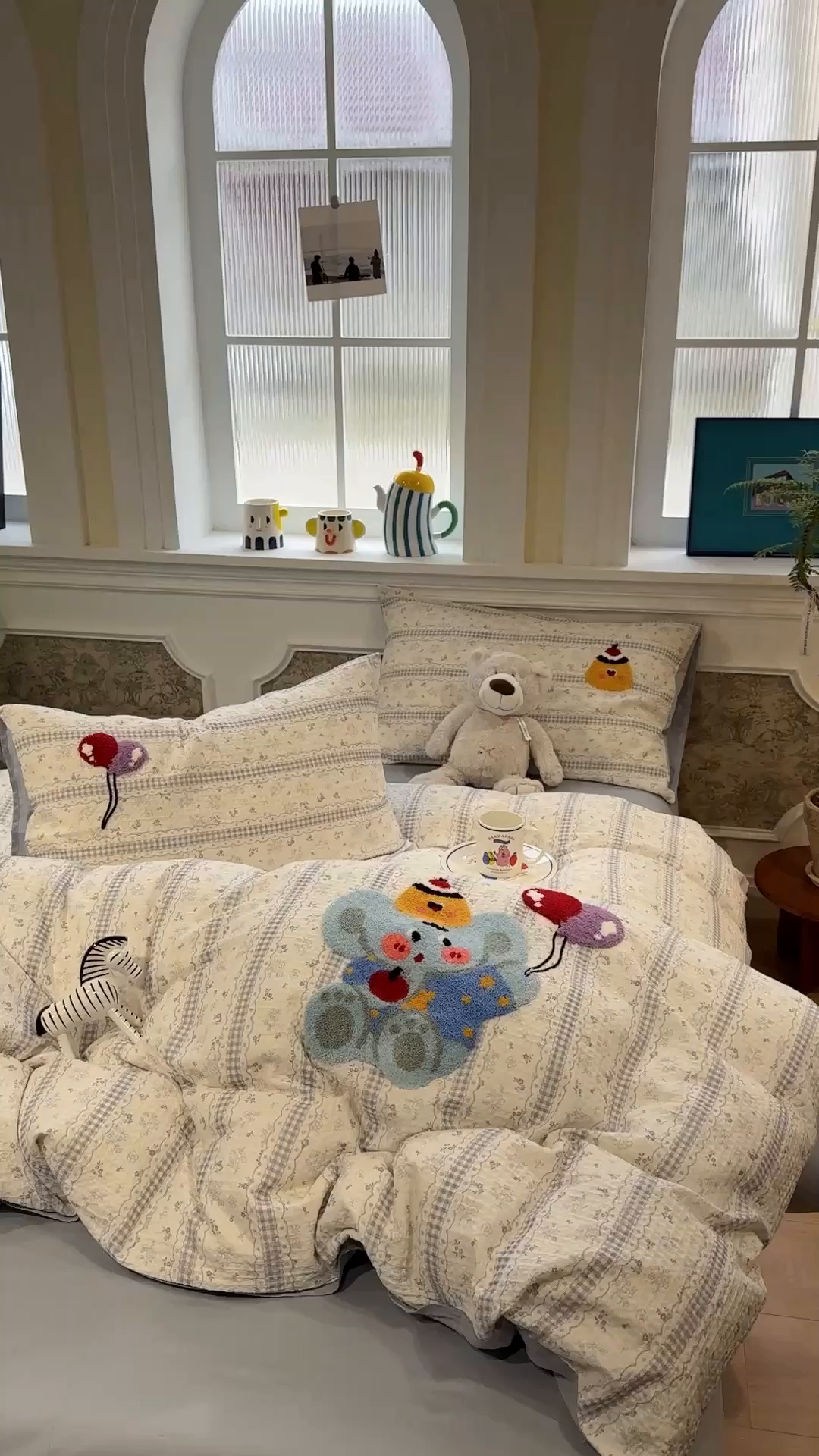 91家纺网 家纺一手货源 找家纺 珺柔家纺 2026新款卡通华夫格毛巾绣四件套 布丁象