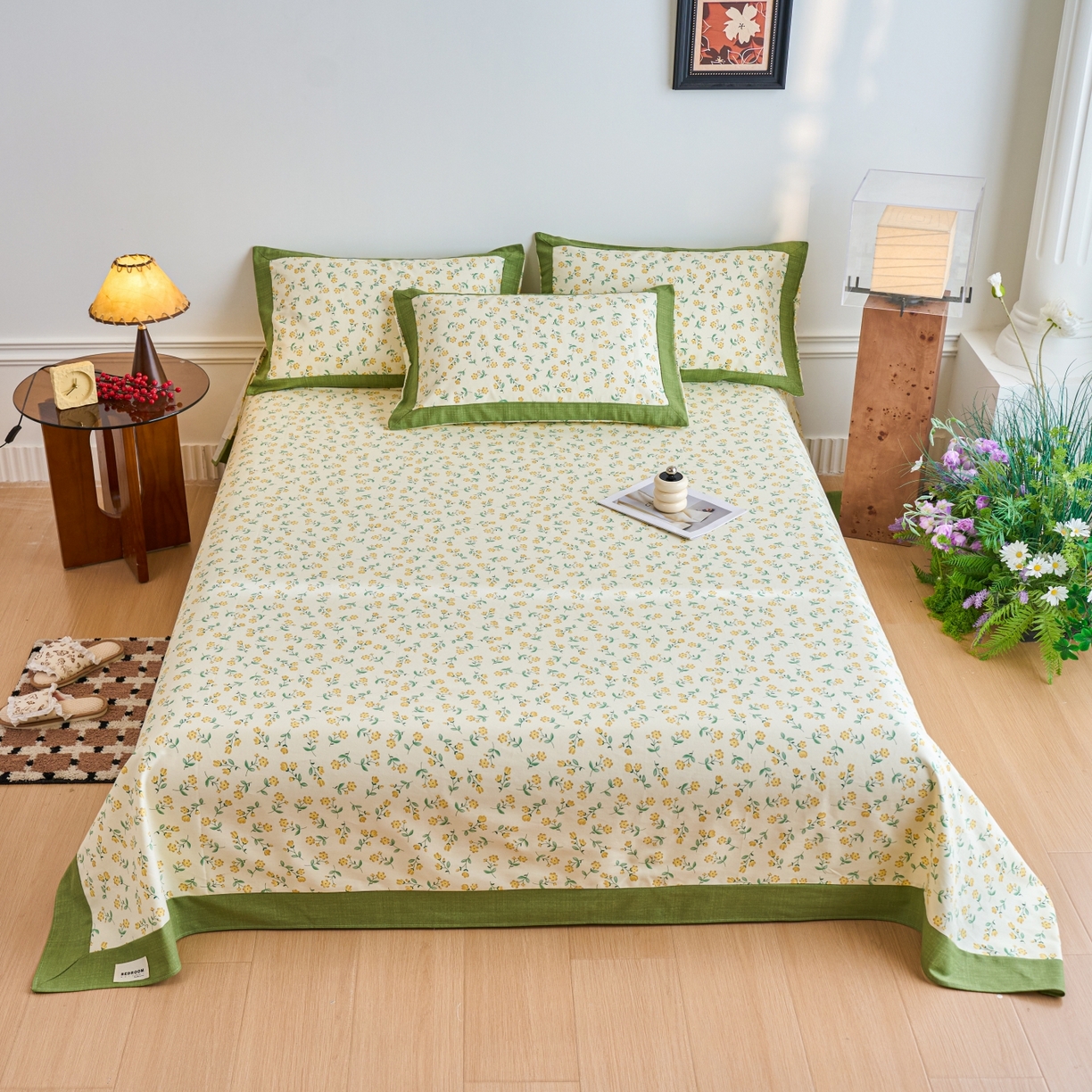 91家纺网 家纺一手货源 找家纺 春皖家纺 2026新款全棉老粗布工艺款单床单床单单件 伊兰