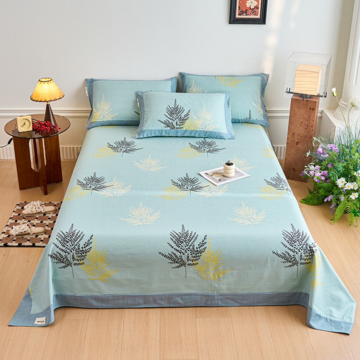 91家纺网 家纺一手货源 找家纺 春皖家纺 2026新款全棉老粗布工艺款单床单床单单件 轻舞