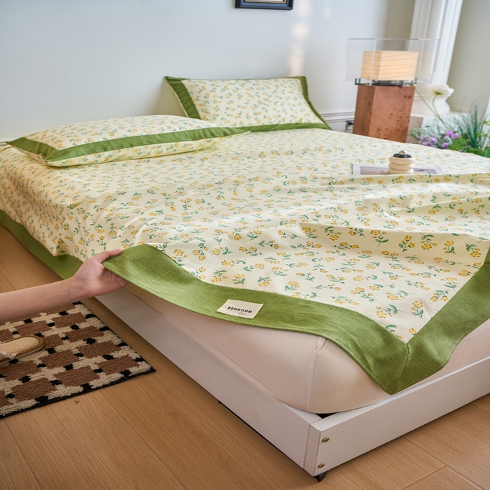 91家纺网 家纺一手货源 找家纺 春皖家纺 2026新款全棉老粗布工艺款单床单床单单件 伊兰