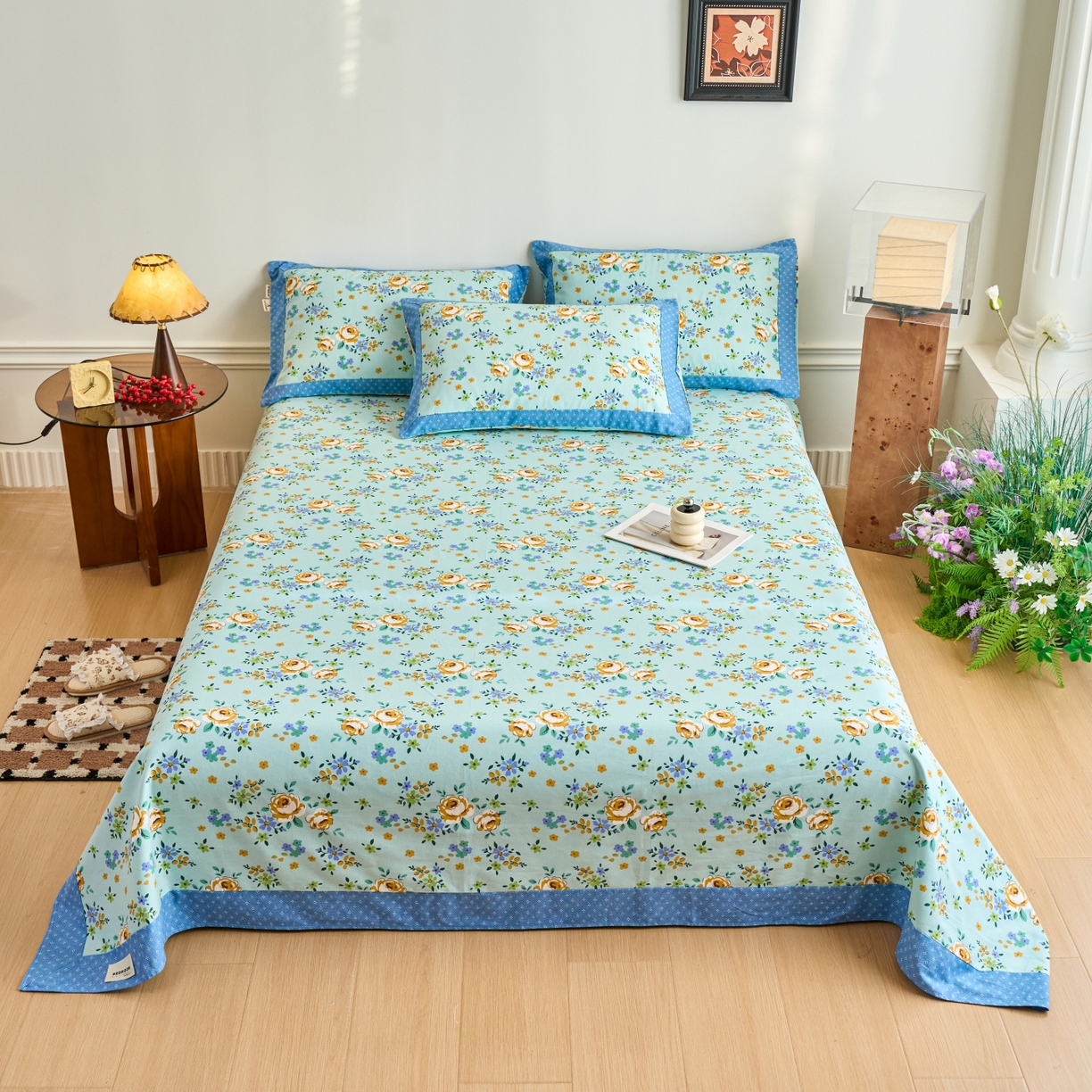 91家纺网 家纺一手货源 找家纺 春皖家纺 2026新款全棉老粗布工艺款单床单床单单件 绚烂