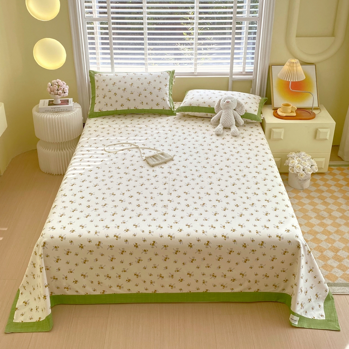 91家纺网 家纺一手货源 找家纺 春皖家纺 2026新款全棉老粗布工艺款单床单床单单件 倩影米