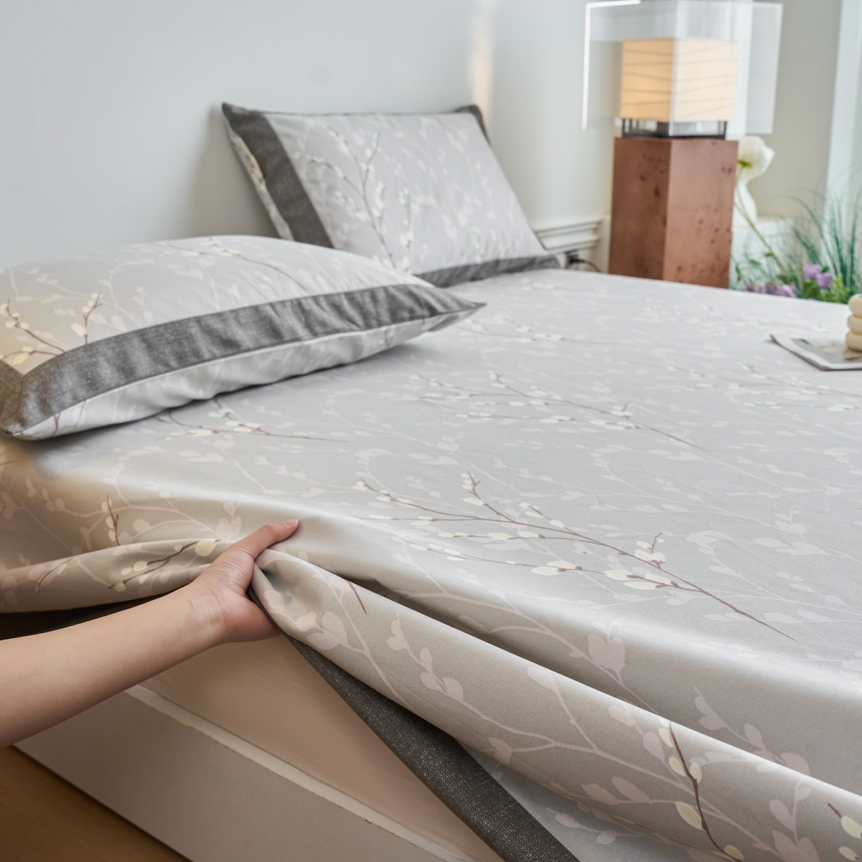 91家纺网 家纺一手货源 找家纺 春皖家纺 2026新款全棉老粗布工艺款单床单床单单件 枝丫