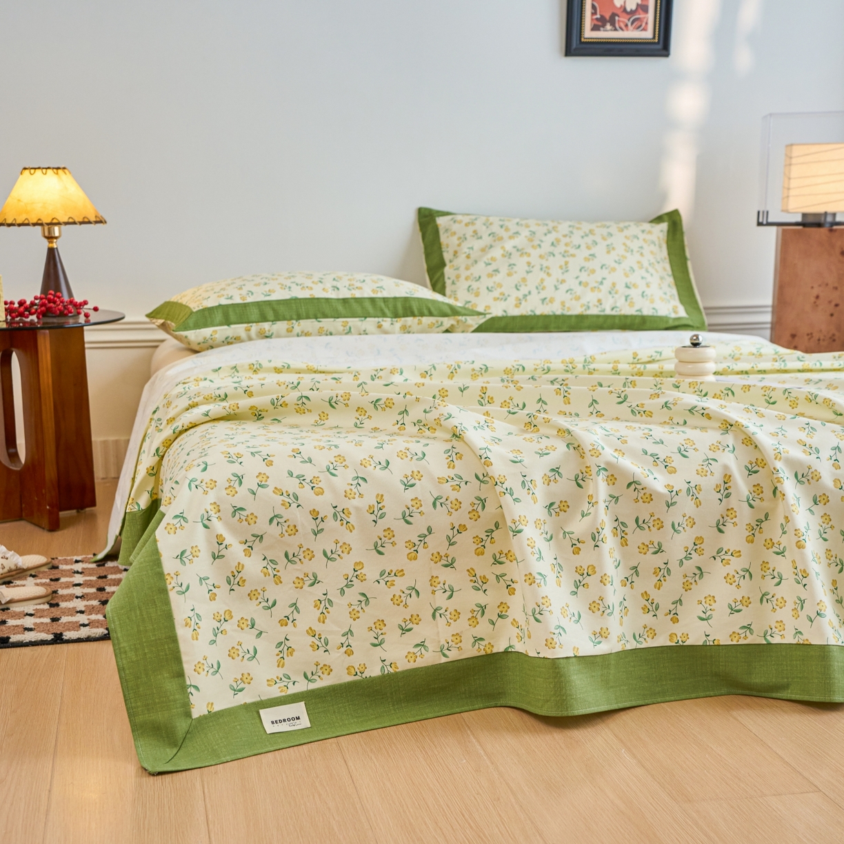 91家纺网 家纺一手货源 找家纺 春皖家纺 2026新款全棉老粗布工艺款单床单床单单件 伊兰