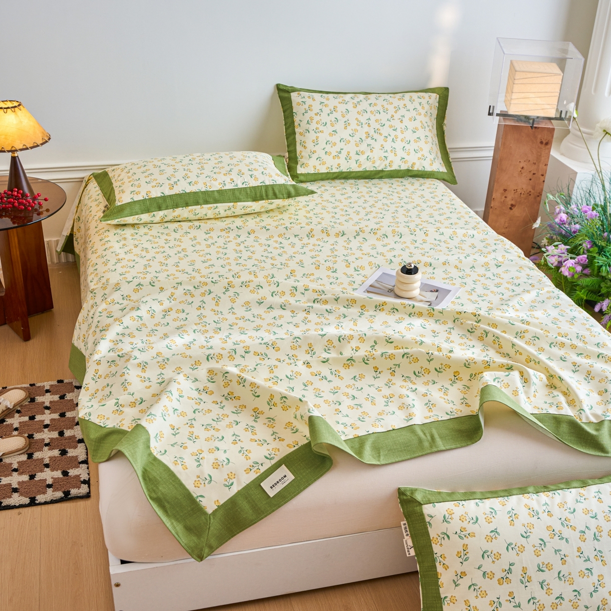 91家纺网 家纺一手货源 找家纺 春皖家纺 2026新款全棉老粗布工艺款单床单床单单件 伊兰