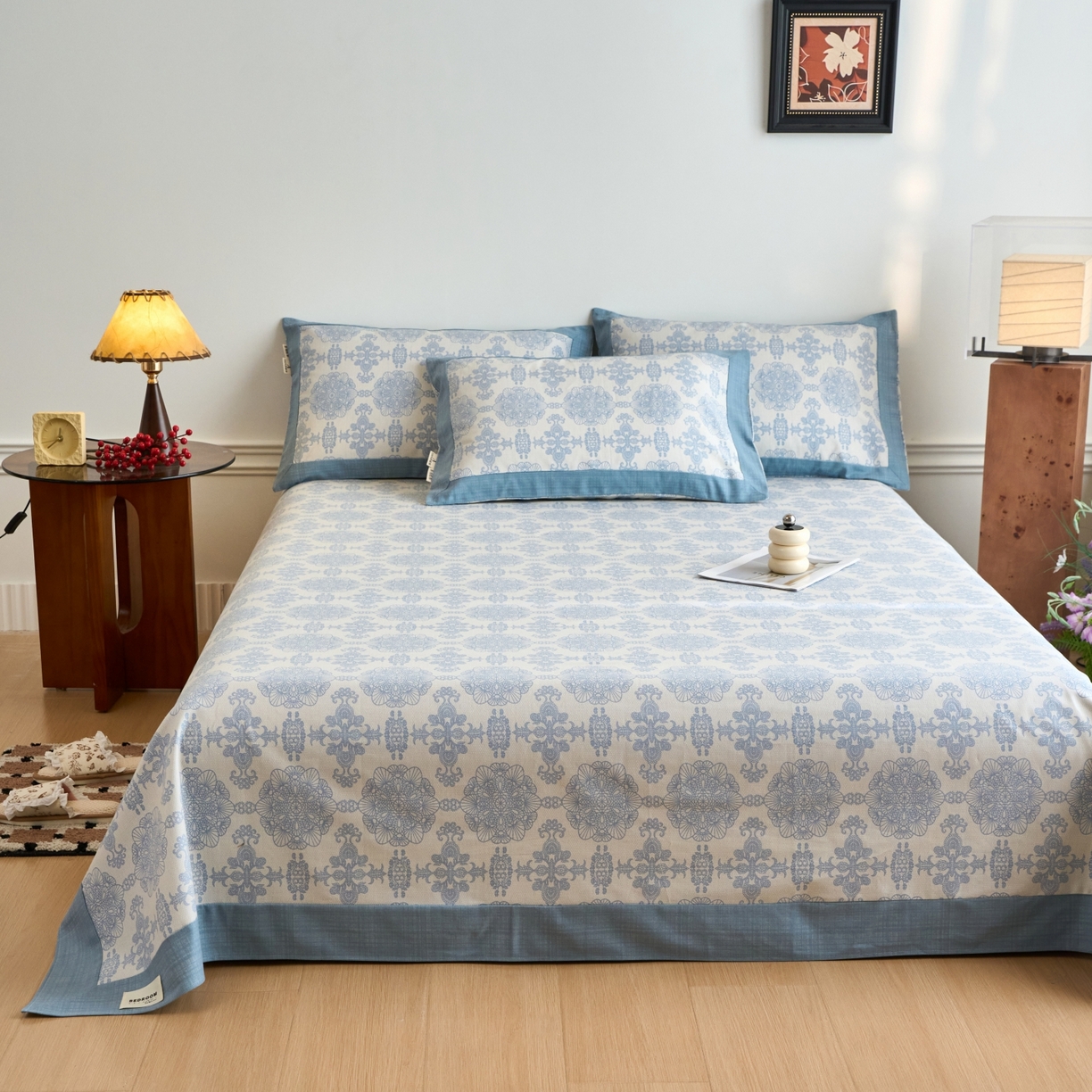 91家纺网 家纺一手货源 找家纺 春皖家纺 2026新款全棉老粗布工艺款单床单床单单件 卢卡