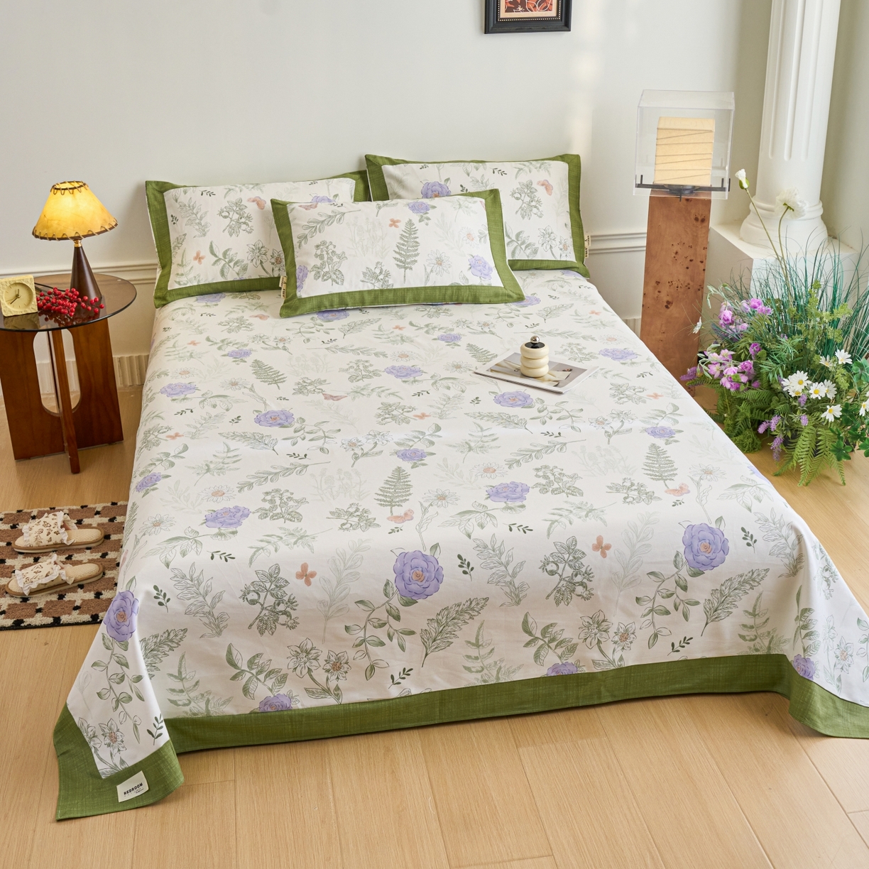 91家纺网 家纺一手货源 找家纺 春皖家纺 2026新款全棉老粗布工艺款单床单床单单件 逸云