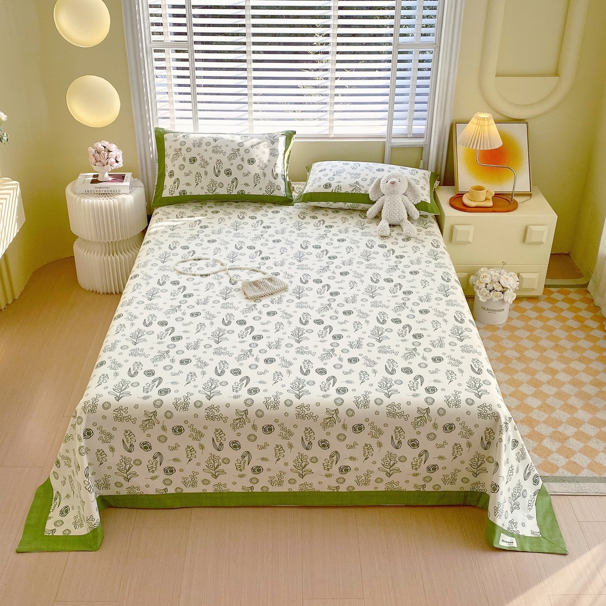 春皖家纺 2026新款全棉老粗布工艺款单床单床单单件 浅韵-绿