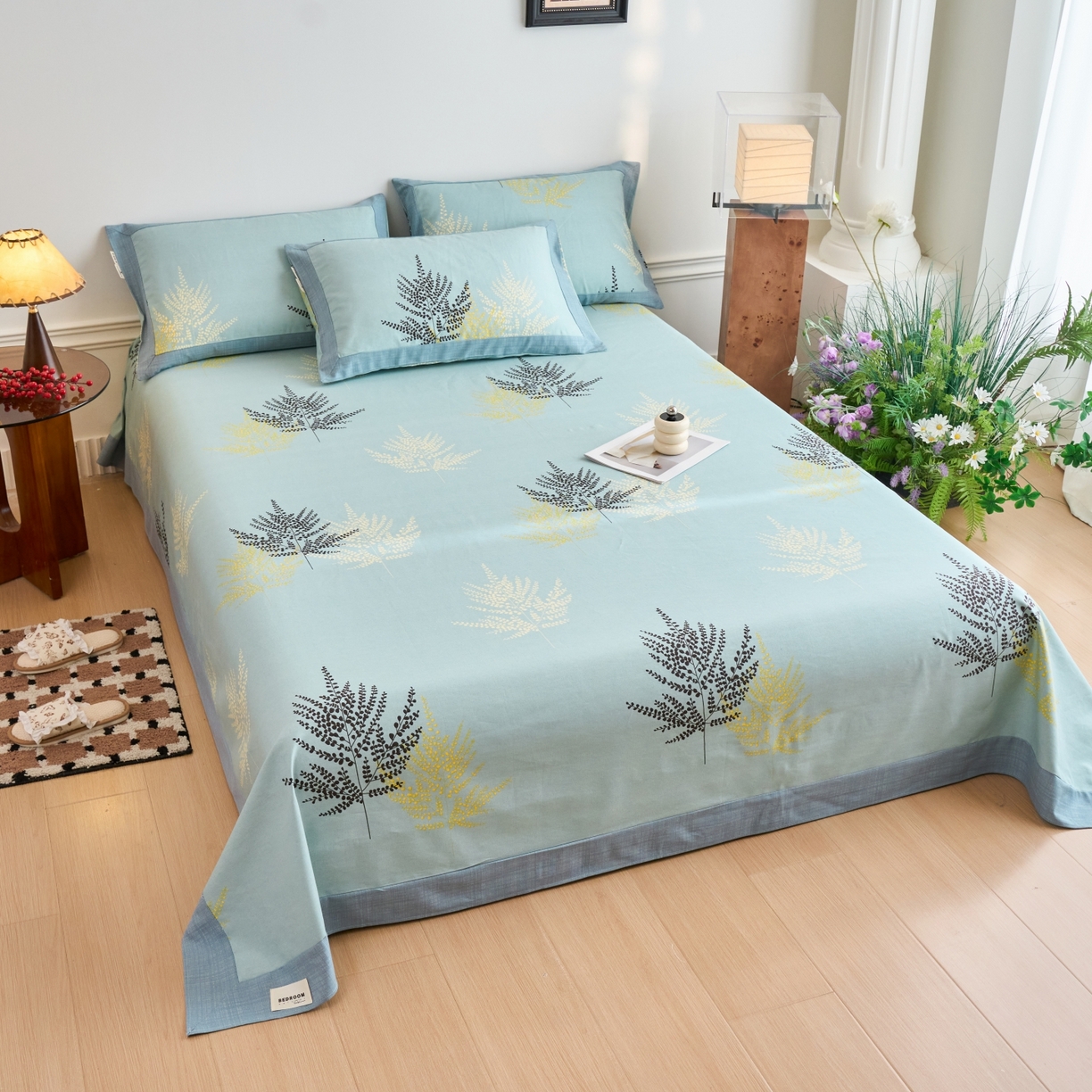 91家纺网 家纺一手货源 找家纺 春皖家纺 2026新款全棉老粗布工艺款单床单床单单件 轻舞