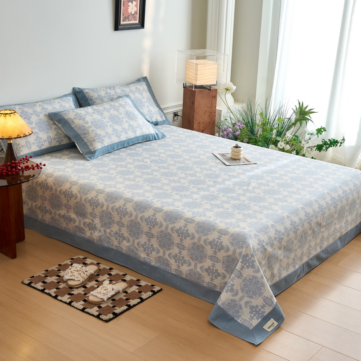 91家纺网 家纺一手货源 找家纺 春皖家纺 2026新款全棉老粗布工艺款单床单床单单件 卢卡