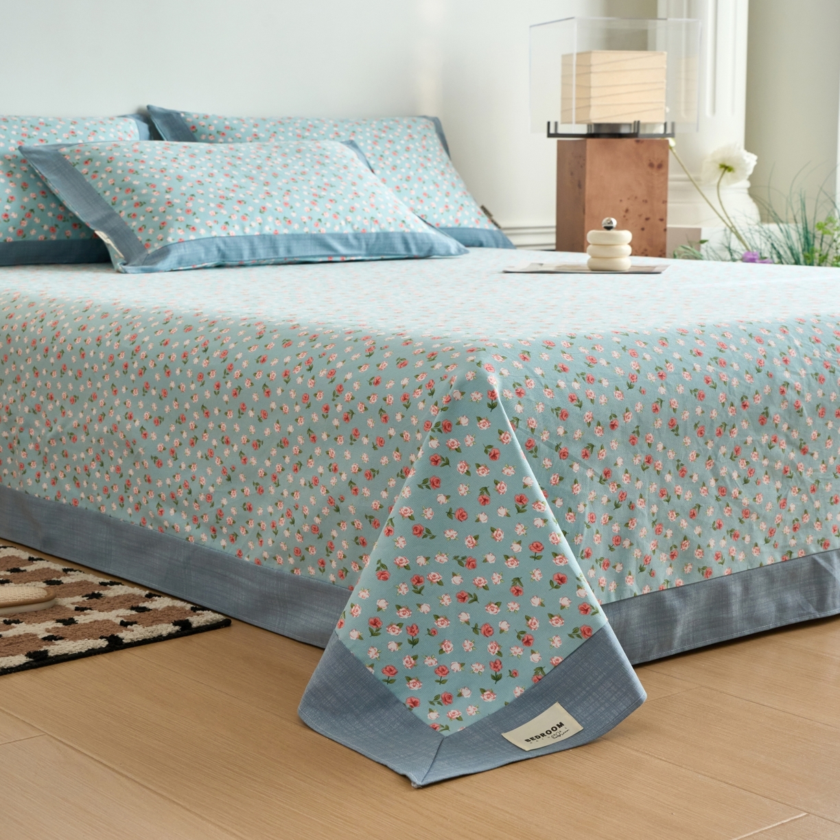 91家纺网 家纺一手货源 找家纺 春皖家纺 2026新款全棉老粗布工艺款单床单床单单件 春意浓