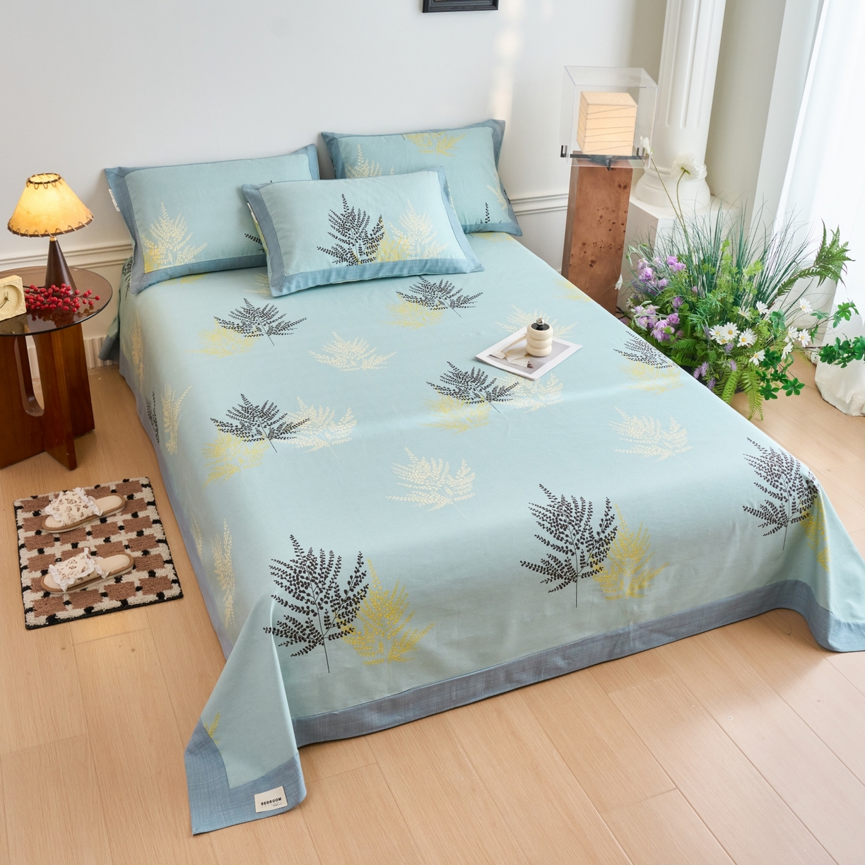 91家纺网 家纺一手货源 找家纺 春皖家纺 2026新款全棉老粗布工艺款单床单床单单件 轻舞