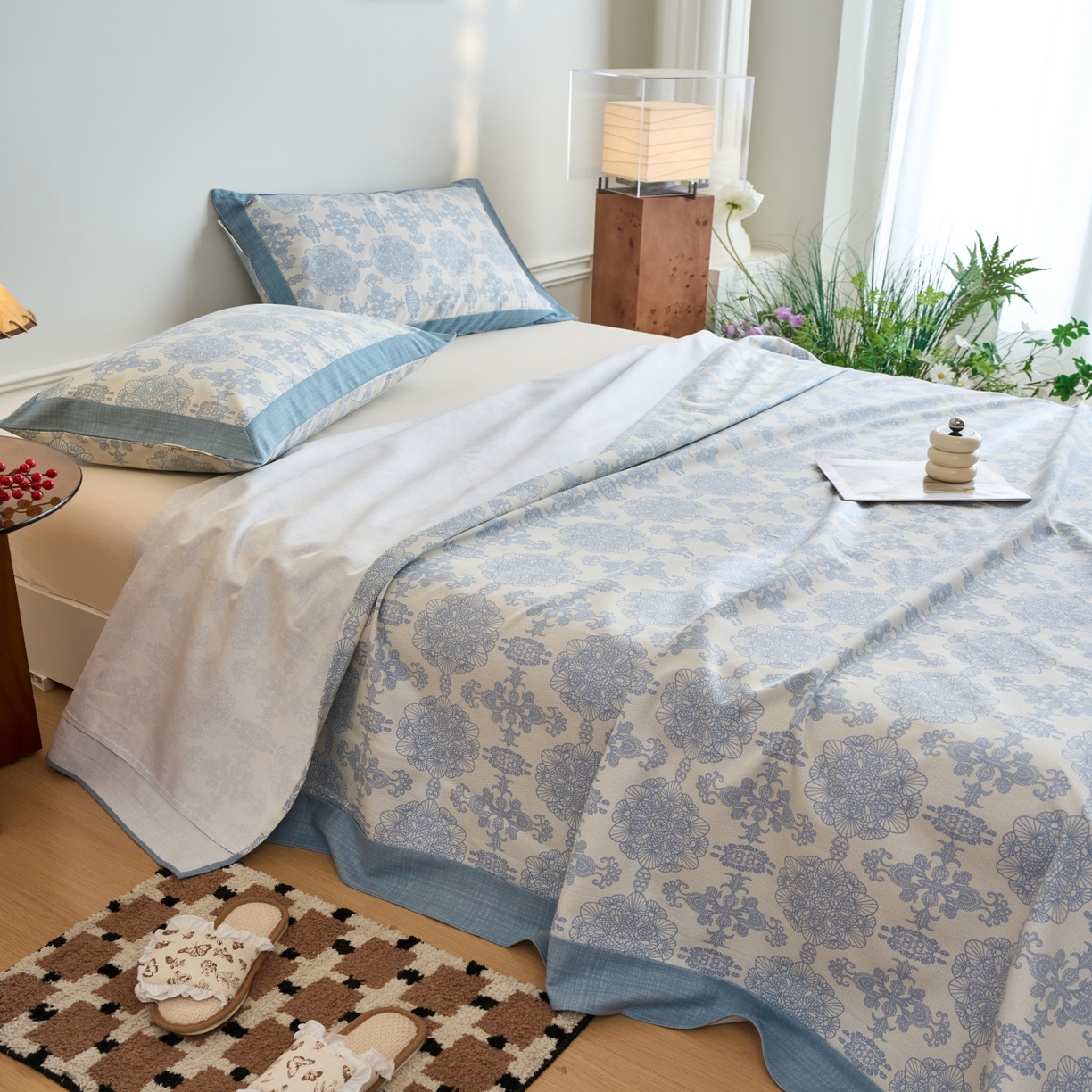 91家纺网 家纺一手货源 找家纺 春皖家纺 2026新款全棉老粗布工艺款单床单床单单件 卢卡