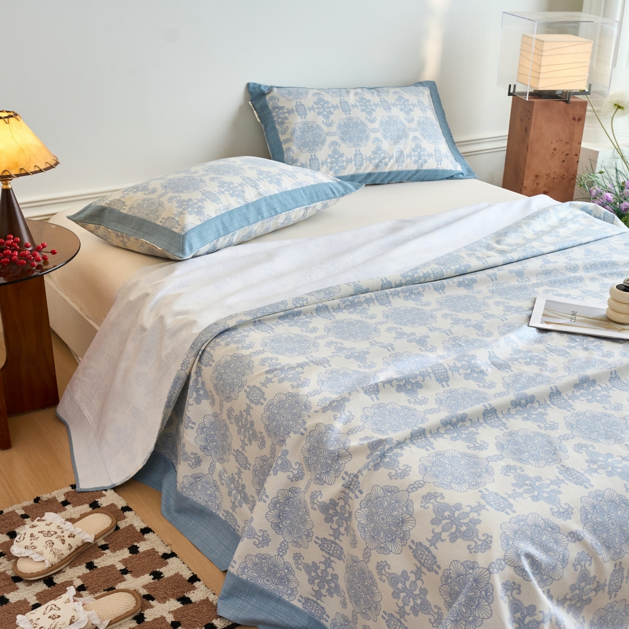 91家纺网 家纺一手货源 找家纺 春皖家纺 2026新款全棉老粗布工艺款单床单床单单件 卢卡