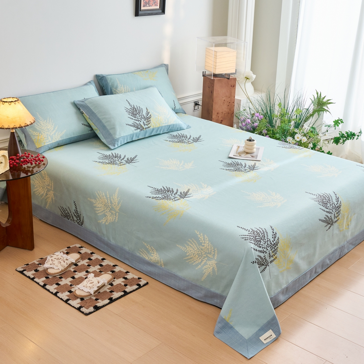 91家纺网 家纺一手货源 找家纺 春皖家纺 2026新款全棉老粗布工艺款单床单床单单件 轻舞