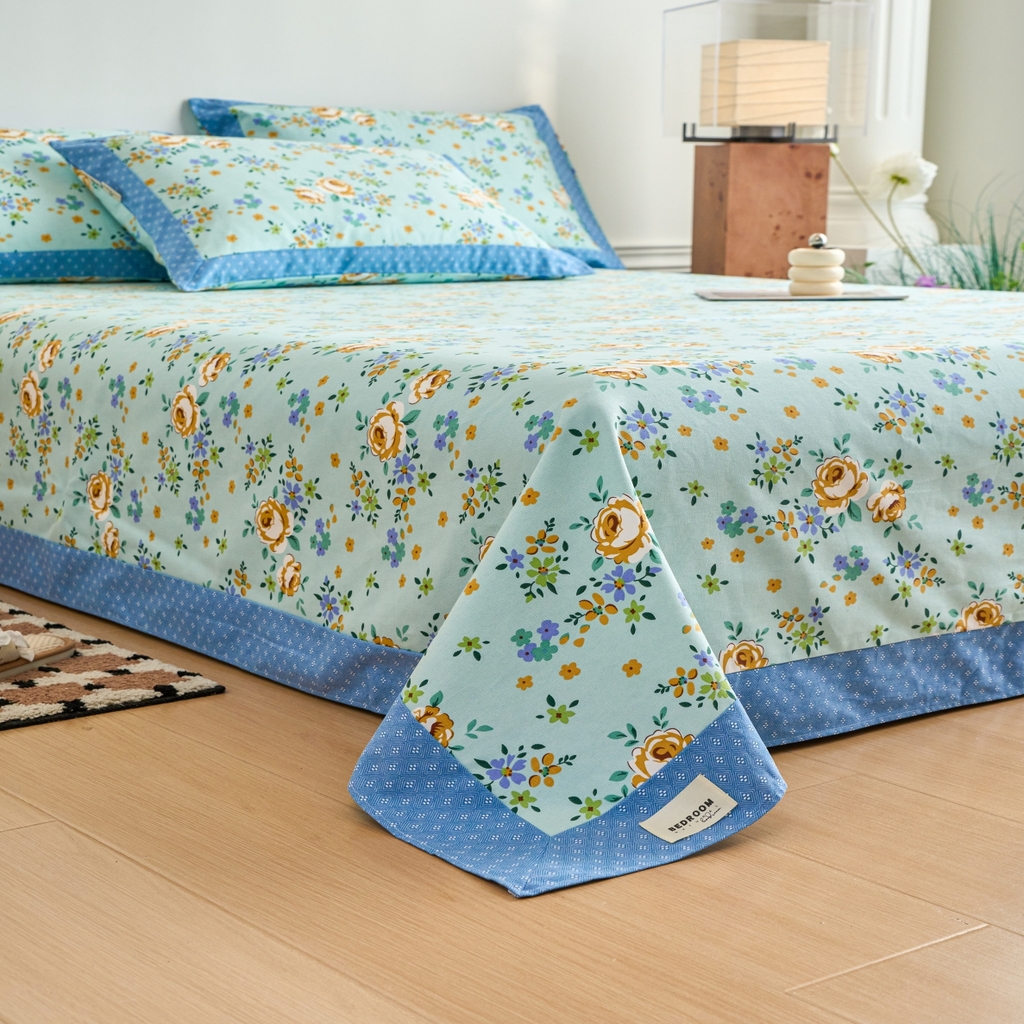 91家纺网 家纺一手货源 找家纺 春皖家纺 2026新款全棉老粗布工艺款单床单床单单件 绚烂