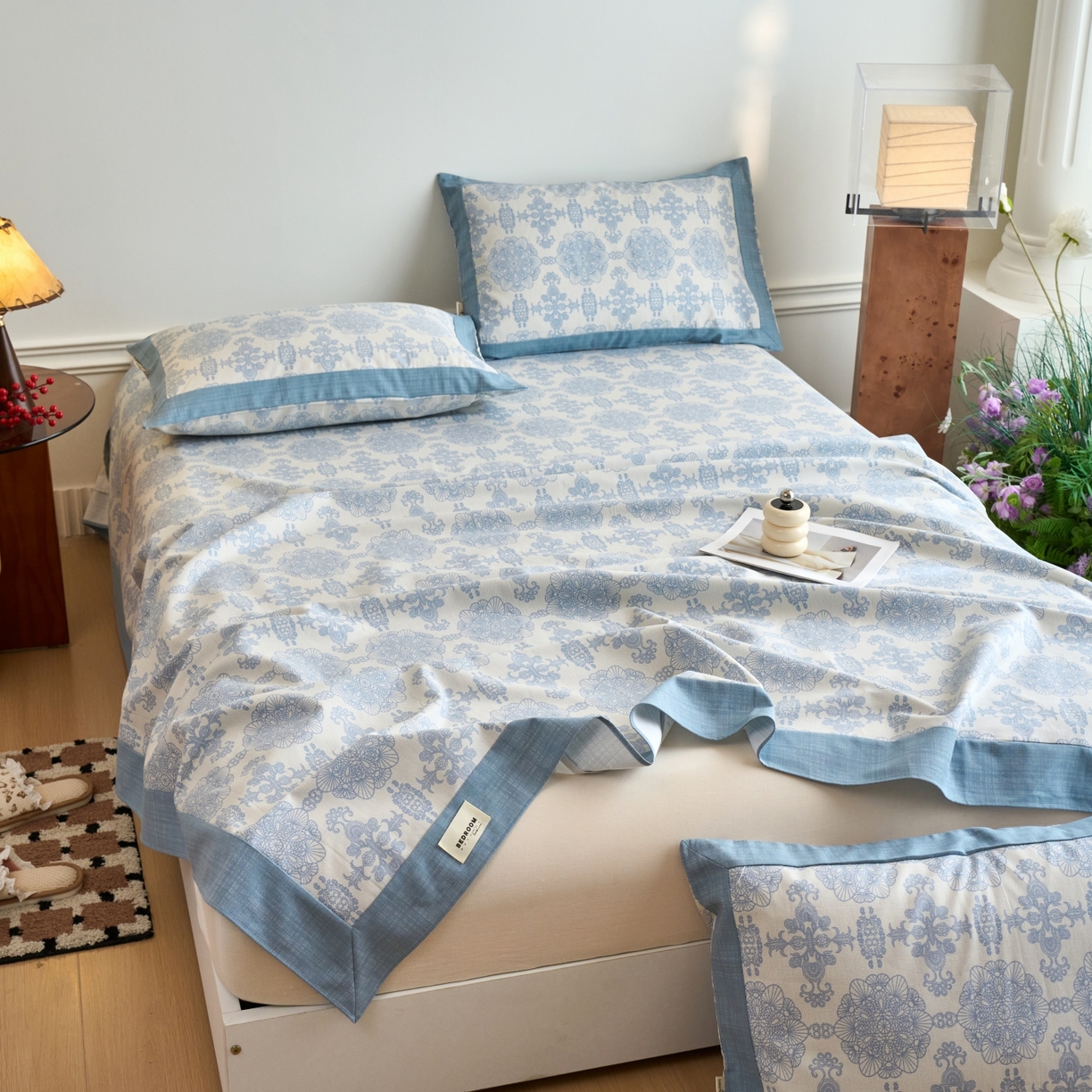 91家纺网 家纺一手货源 找家纺 春皖家纺 2026新款全棉老粗布工艺款单床单床单单件 卢卡