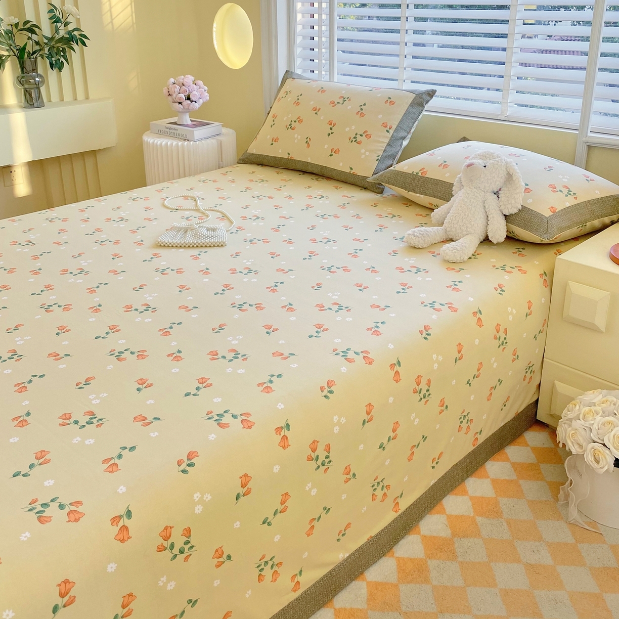 91家纺网 家纺一手货源 找家纺 春皖家纺 2026新款全棉老粗布工艺款单床单床单单件 夏日炽