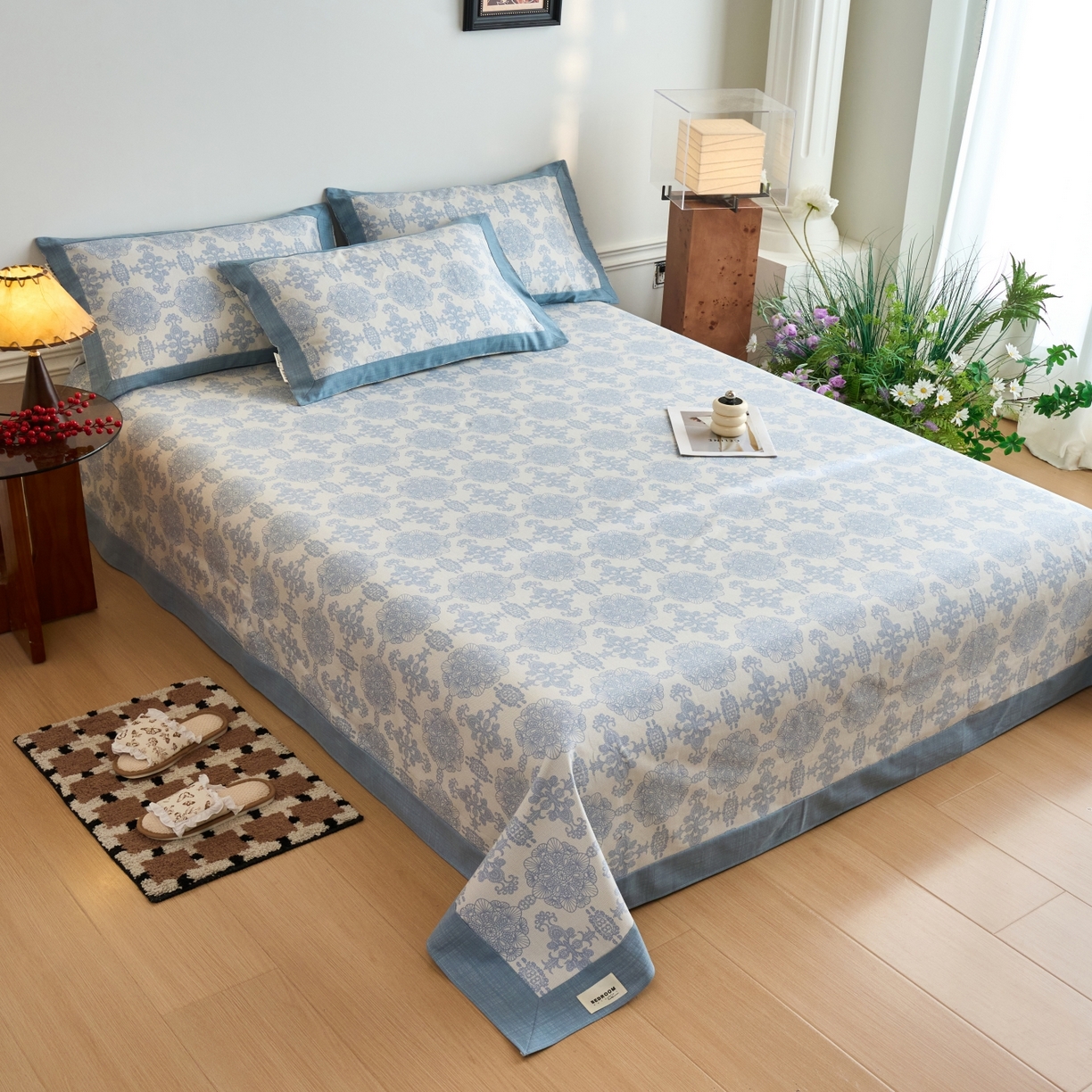 91家纺网 家纺一手货源 找家纺 春皖家纺 2026新款全棉老粗布工艺款单床单床单单件 卢卡