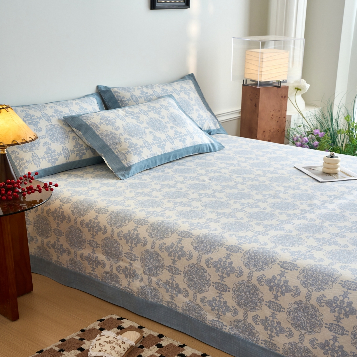 91家纺网 家纺一手货源 找家纺 春皖家纺 2026新款全棉老粗布工艺款单床单床单单件 卢卡