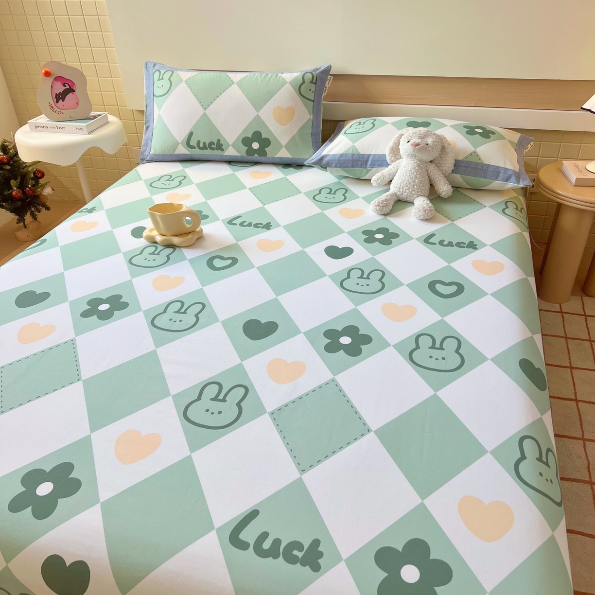 91家纺网 家纺一手货源 找家纺 春皖家纺 2026新款全棉老粗布工艺款单床单床单单件 幸运