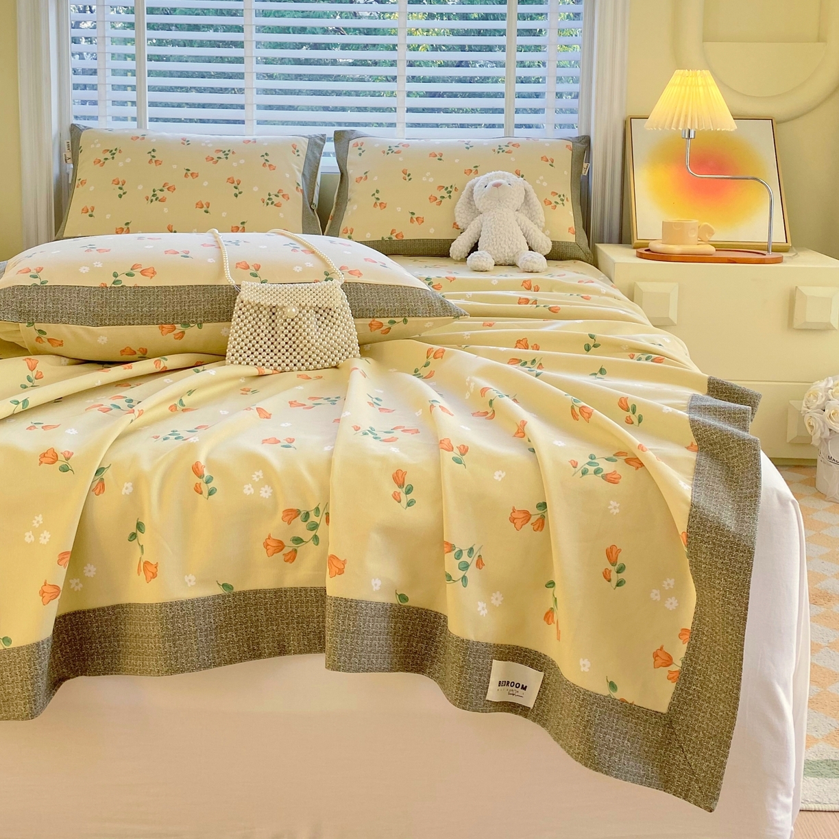 91家纺网 家纺一手货源 找家纺 春皖家纺 2026新款全棉老粗布工艺款单床单床单单件 夏日炽