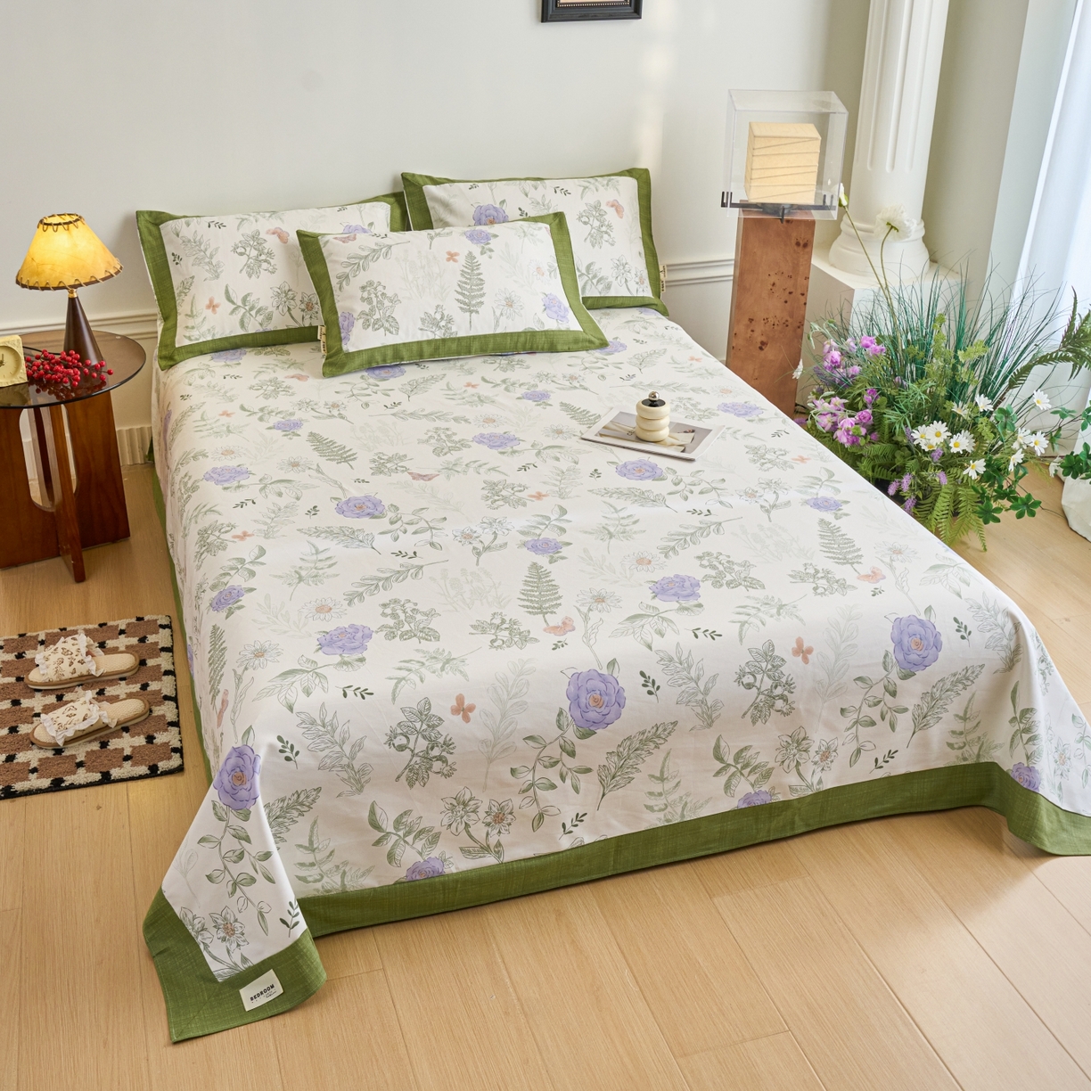 91家纺网 家纺一手货源 找家纺 春皖家纺 2026新款全棉老粗布工艺款单床单床单单件 逸云