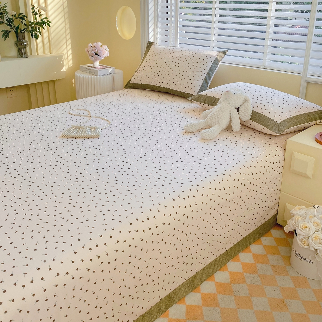 91家纺网 家纺一手货源 找家纺 春皖家纺 2026新款全棉老粗布工艺款单床单床单单件 风信咖