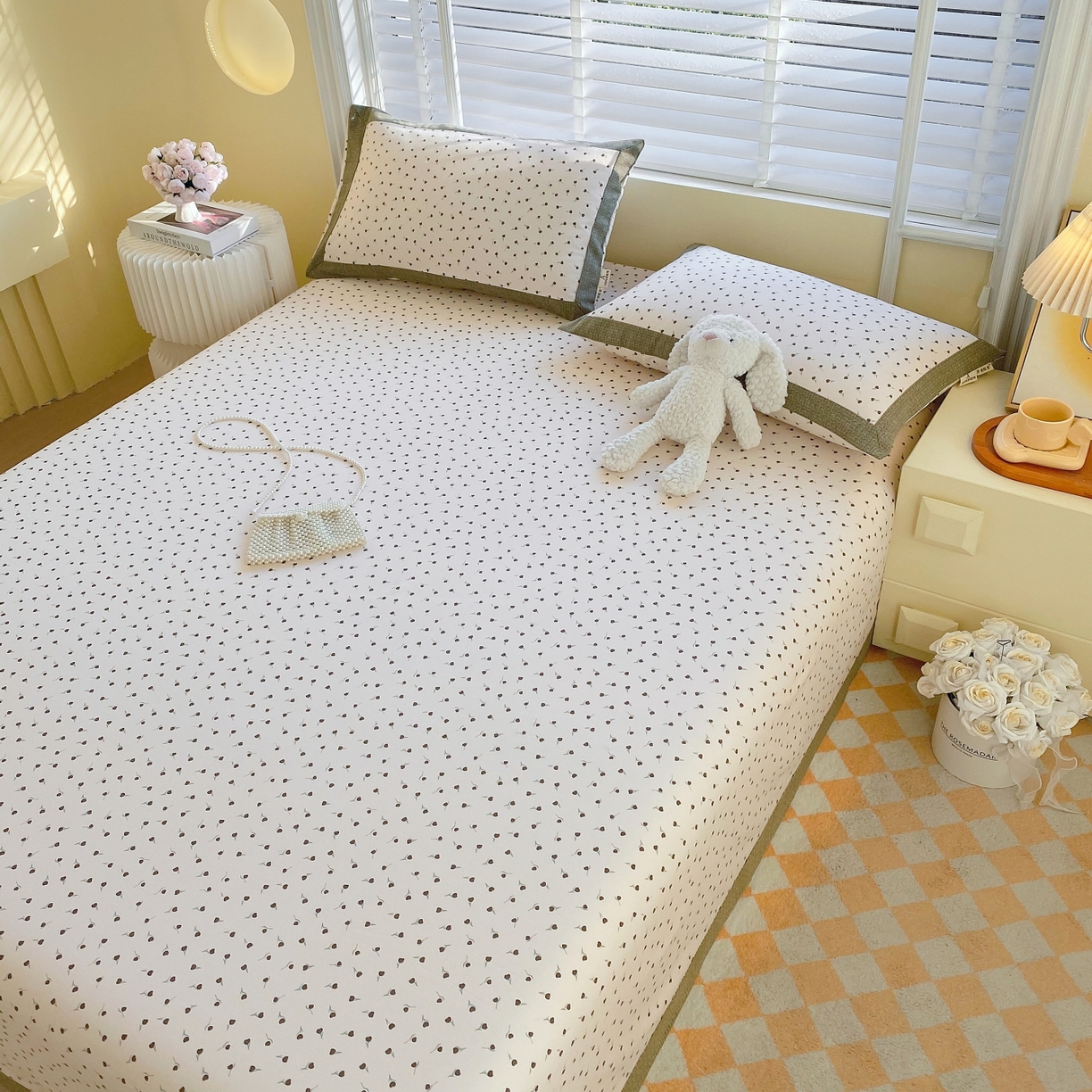 91家纺网 家纺一手货源 找家纺 春皖家纺 2026新款全棉老粗布工艺款单床单床单单件 风信咖