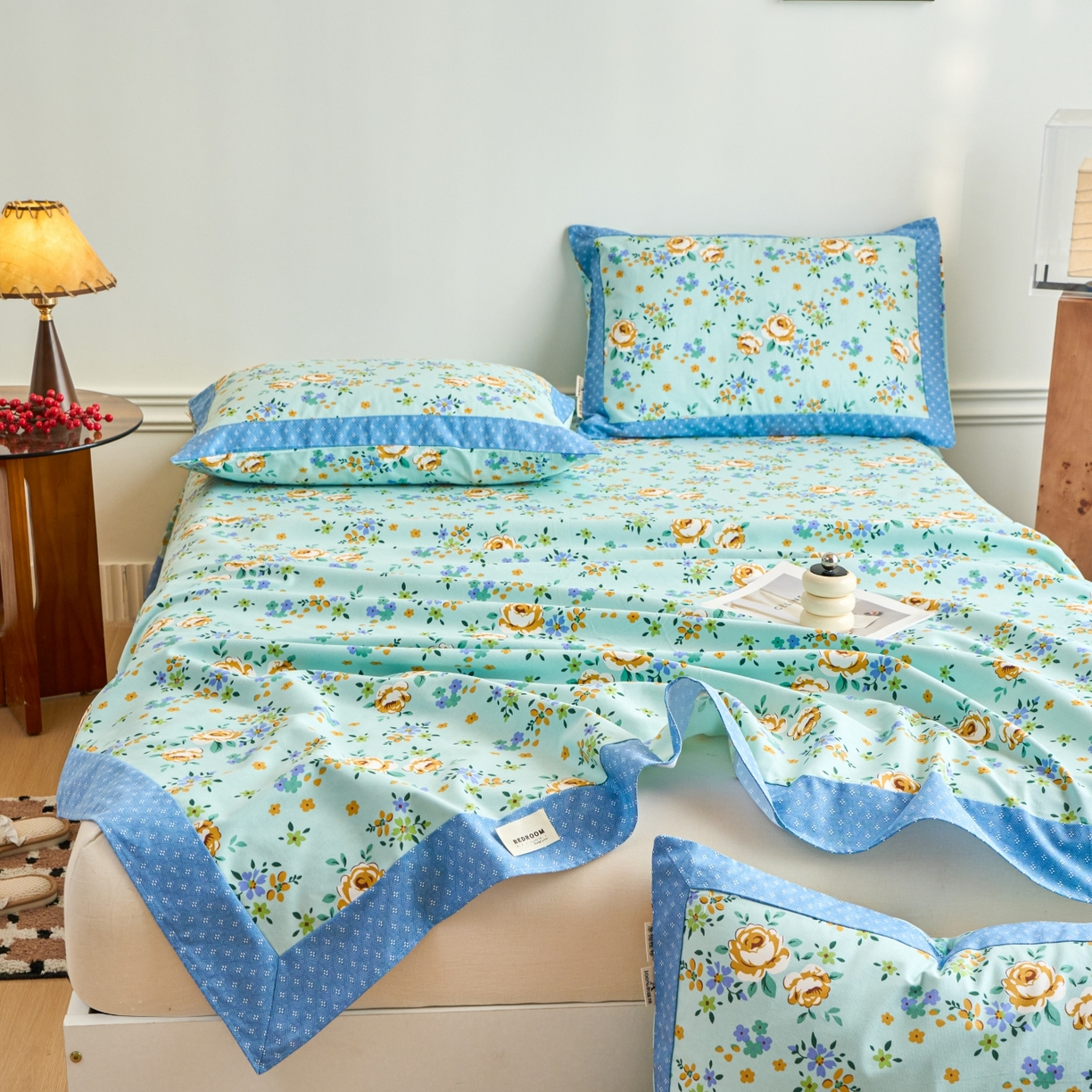 91家纺网 家纺一手货源 找家纺 春皖家纺 2026新款全棉老粗布工艺款单床单床单单件 绚烂