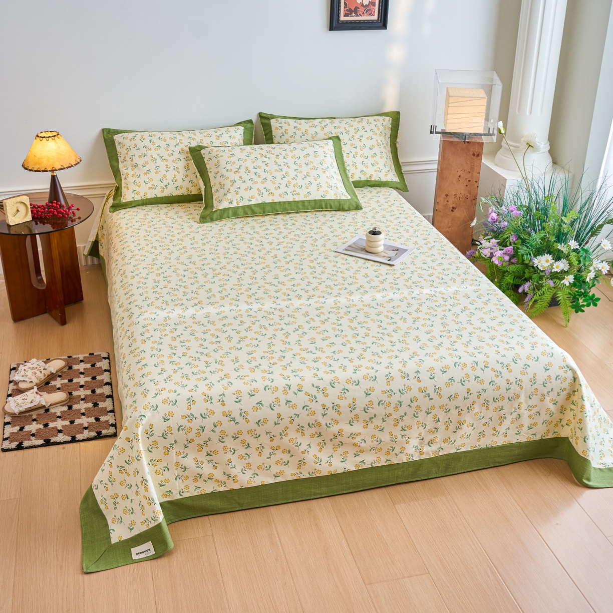 91家纺网 家纺一手货源 找家纺 春皖家纺 2026新款全棉老粗布工艺款单床单床单单件 伊兰