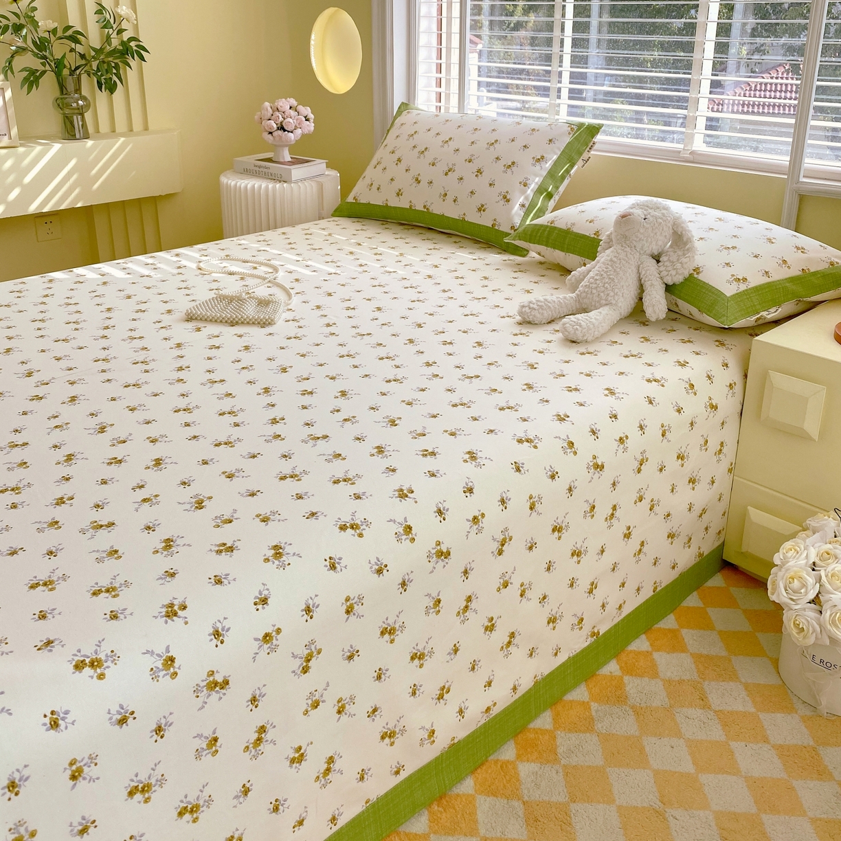 91家纺网 家纺一手货源 找家纺 春皖家纺 2026新款全棉老粗布工艺款单床单床单单件 倩影米