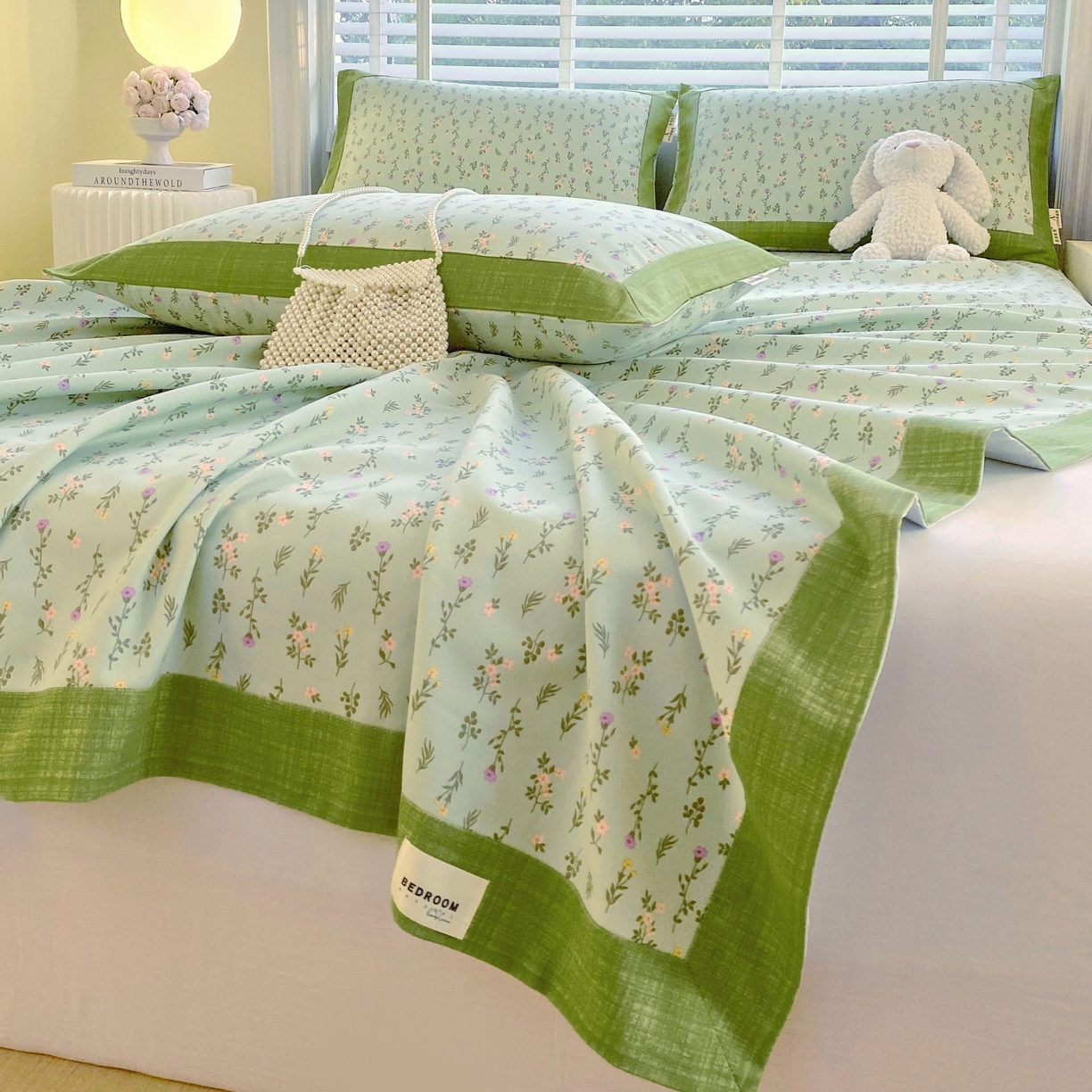 91家纺网 家纺一手货源 找家纺 春皖家纺 2026新款全棉老粗布工艺款单床单床单单件 春满园