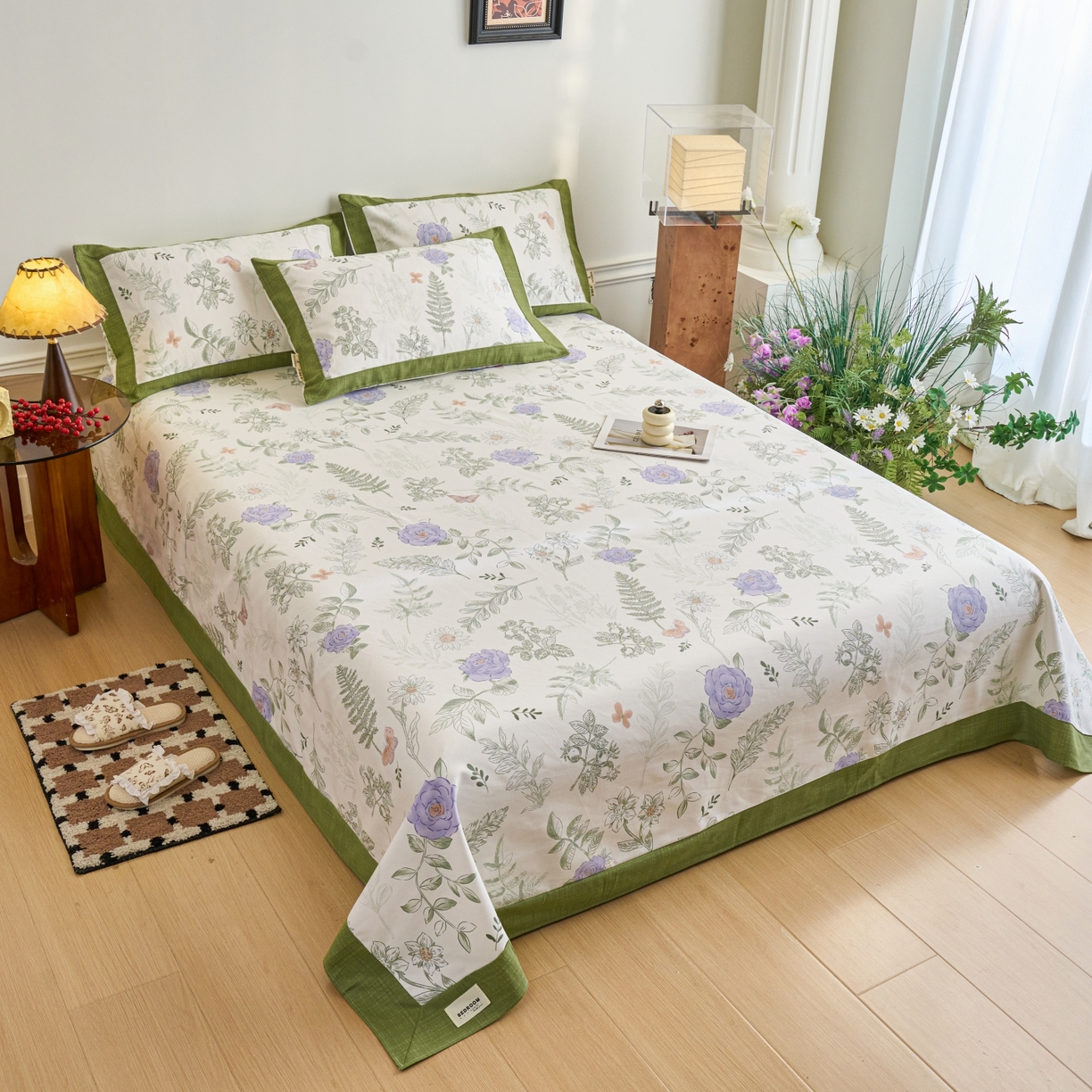 91家纺网 家纺一手货源 找家纺 春皖家纺 2026新款全棉老粗布工艺款单床单床单单件 逸云