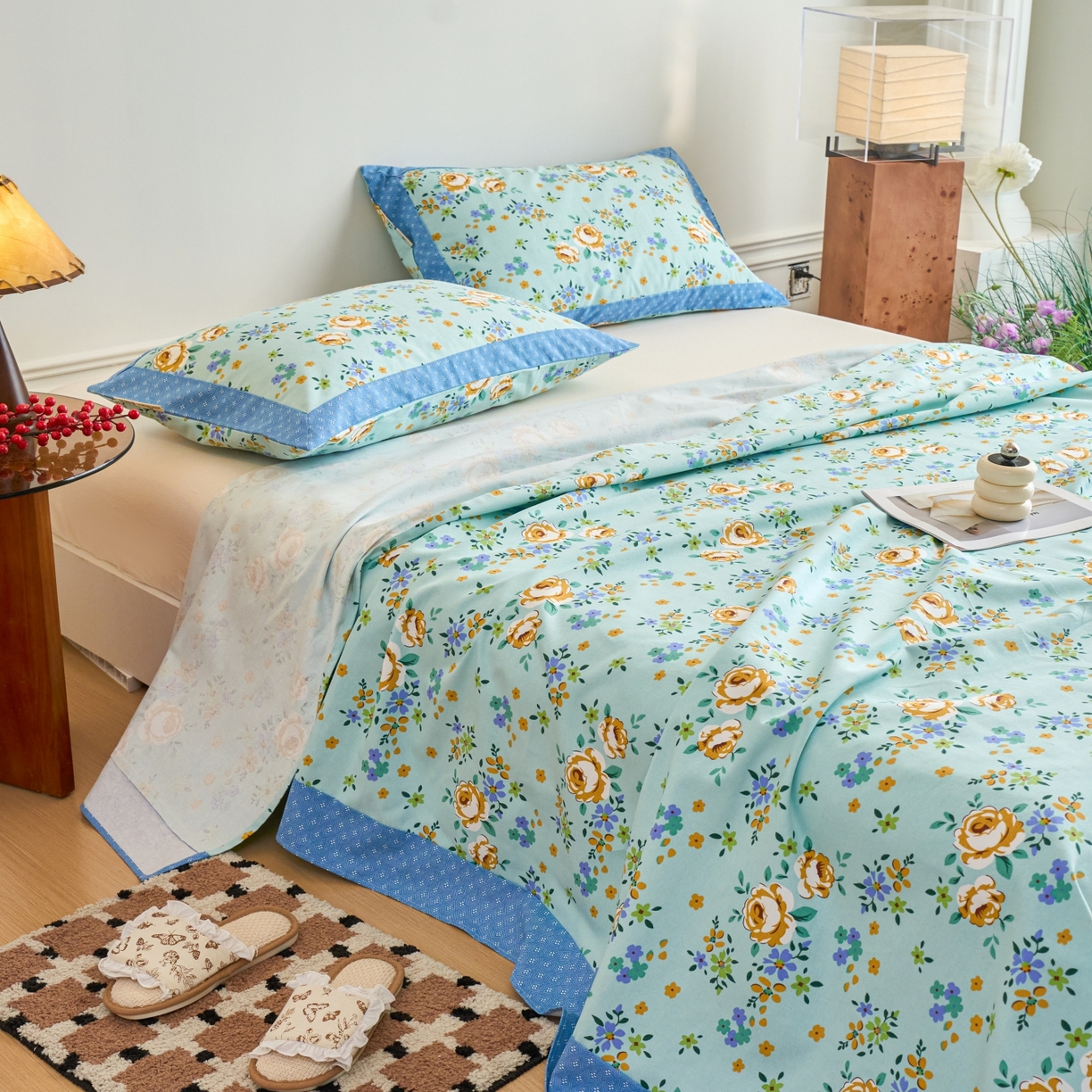 91家纺网 家纺一手货源 找家纺 春皖家纺 2026新款全棉老粗布工艺款单床单床单单件 绚烂