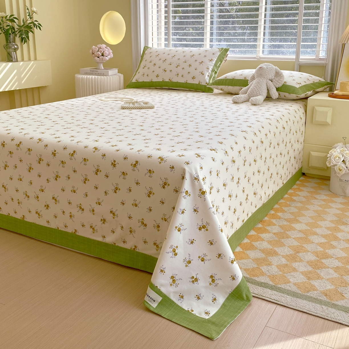 91家纺网 家纺一手货源 找家纺 春皖家纺 2026新款全棉老粗布工艺款单床单床单单件 倩影米