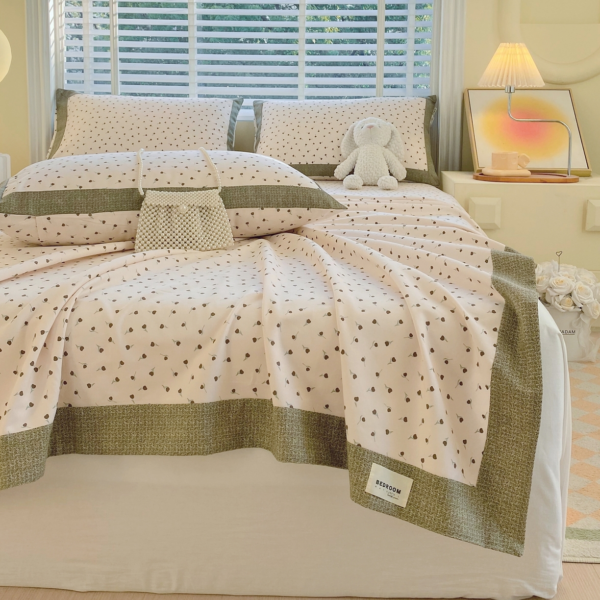 91家纺网 家纺一手货源 找家纺 春皖家纺 2026新款全棉老粗布工艺款单床单床单单件 风信咖