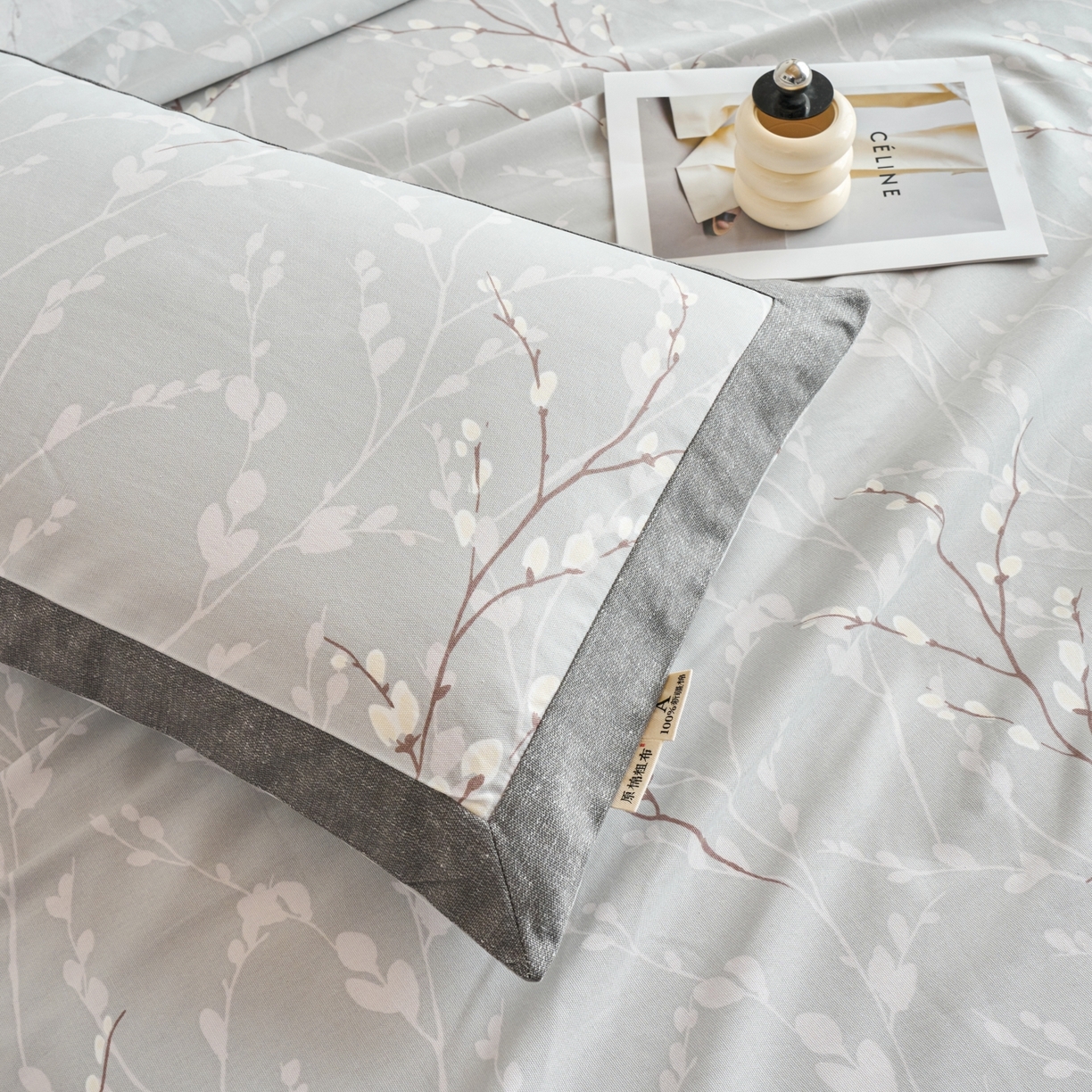 91家纺网 家纺一手货源 找家纺 春皖家纺 2026新款全棉老粗布工艺款单床单床单单件 枝丫