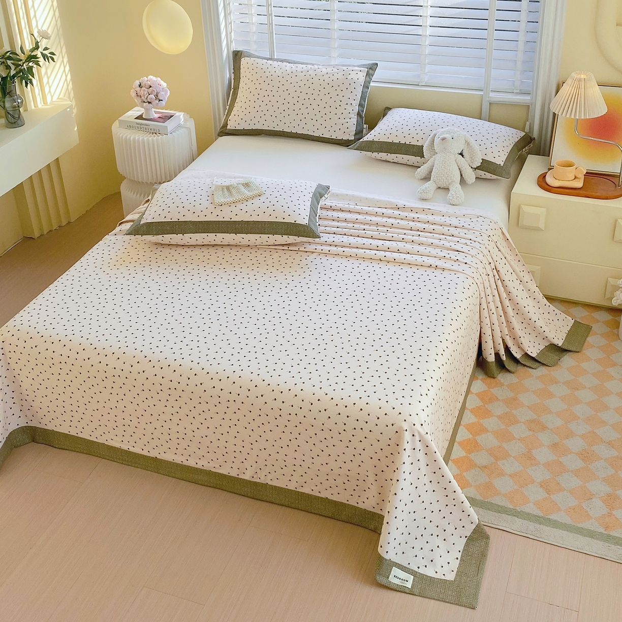 91家纺网 家纺一手货源 找家纺 春皖家纺 2026新款全棉老粗布工艺款单床单床单单件 风信咖