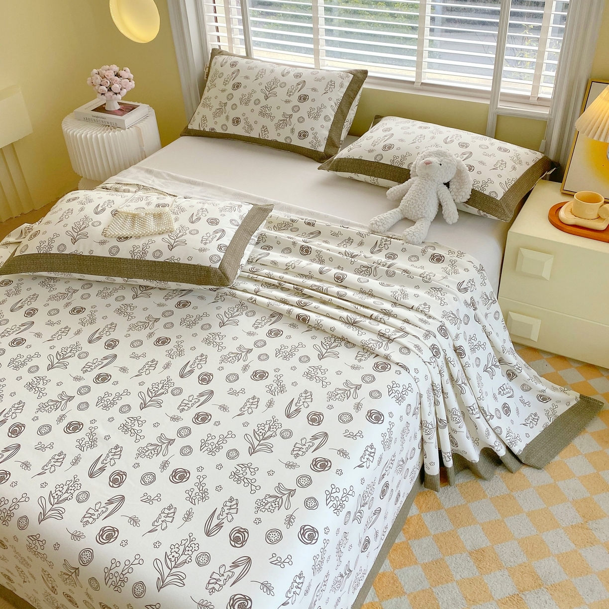 91家纺网 家纺一手货源 找家纺 春皖家纺 2026新款全棉老粗布工艺款单床单床单单件 浅韵-白