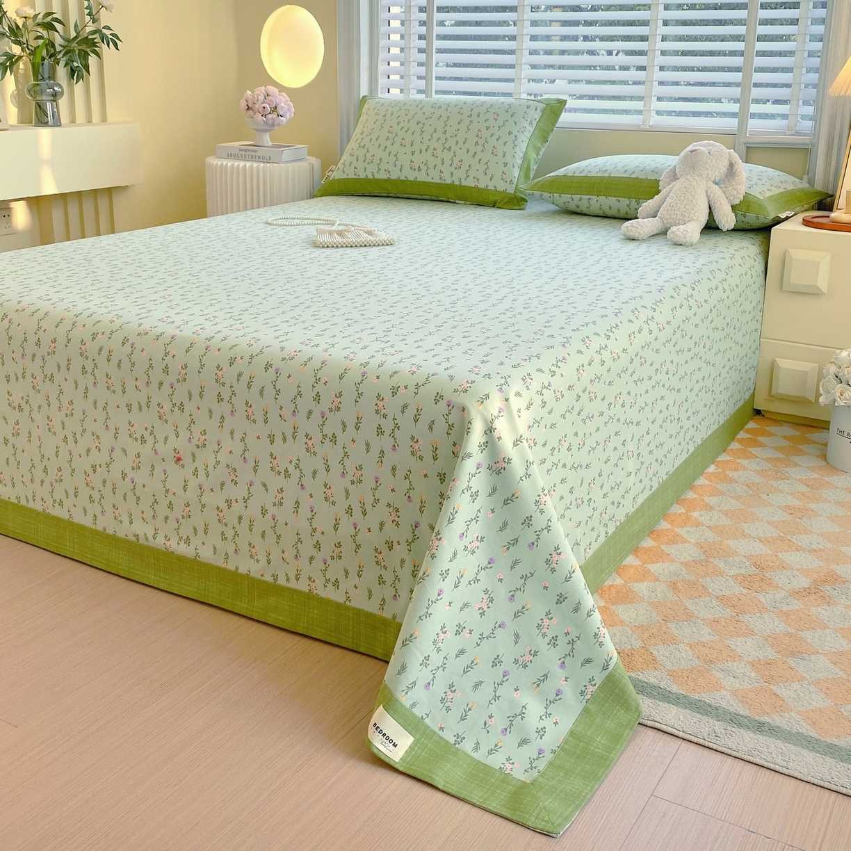 91家纺网 家纺一手货源 找家纺 春皖家纺 2026新款全棉老粗布工艺款单床单床单单件 春满园