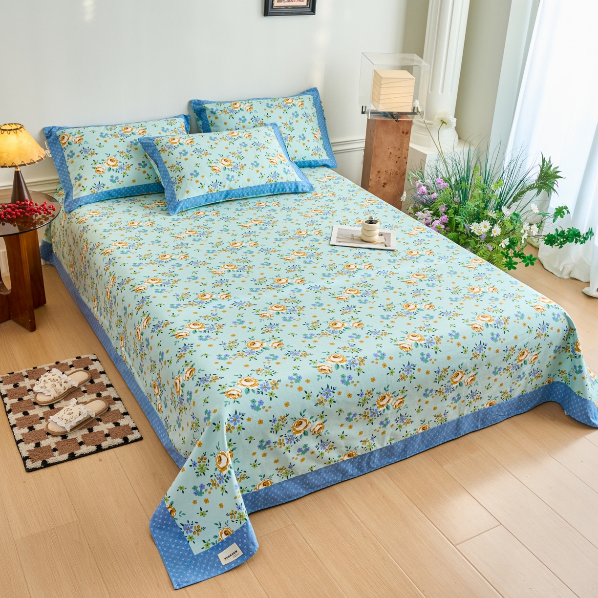 91家纺网 家纺一手货源 找家纺 春皖家纺 2026新款全棉老粗布工艺款单床单床单单件 绚烂