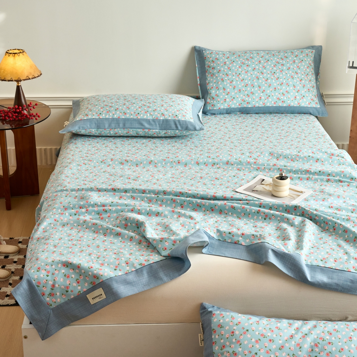 91家纺网 家纺一手货源 找家纺 春皖家纺 2026新款全棉老粗布工艺款单床单床单单件 春意浓